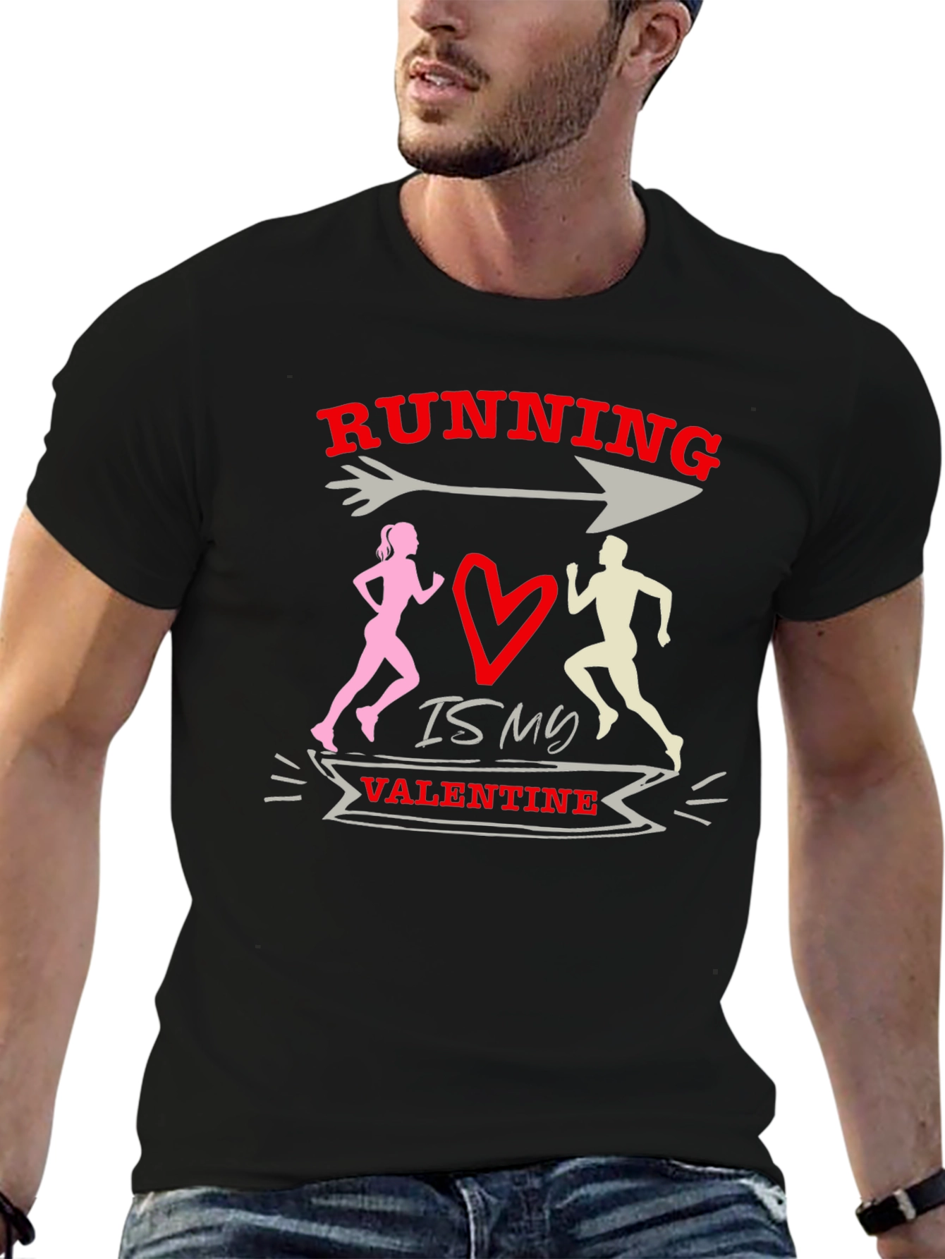 Black Running is My Valentine Graphic Tee - Black view 6