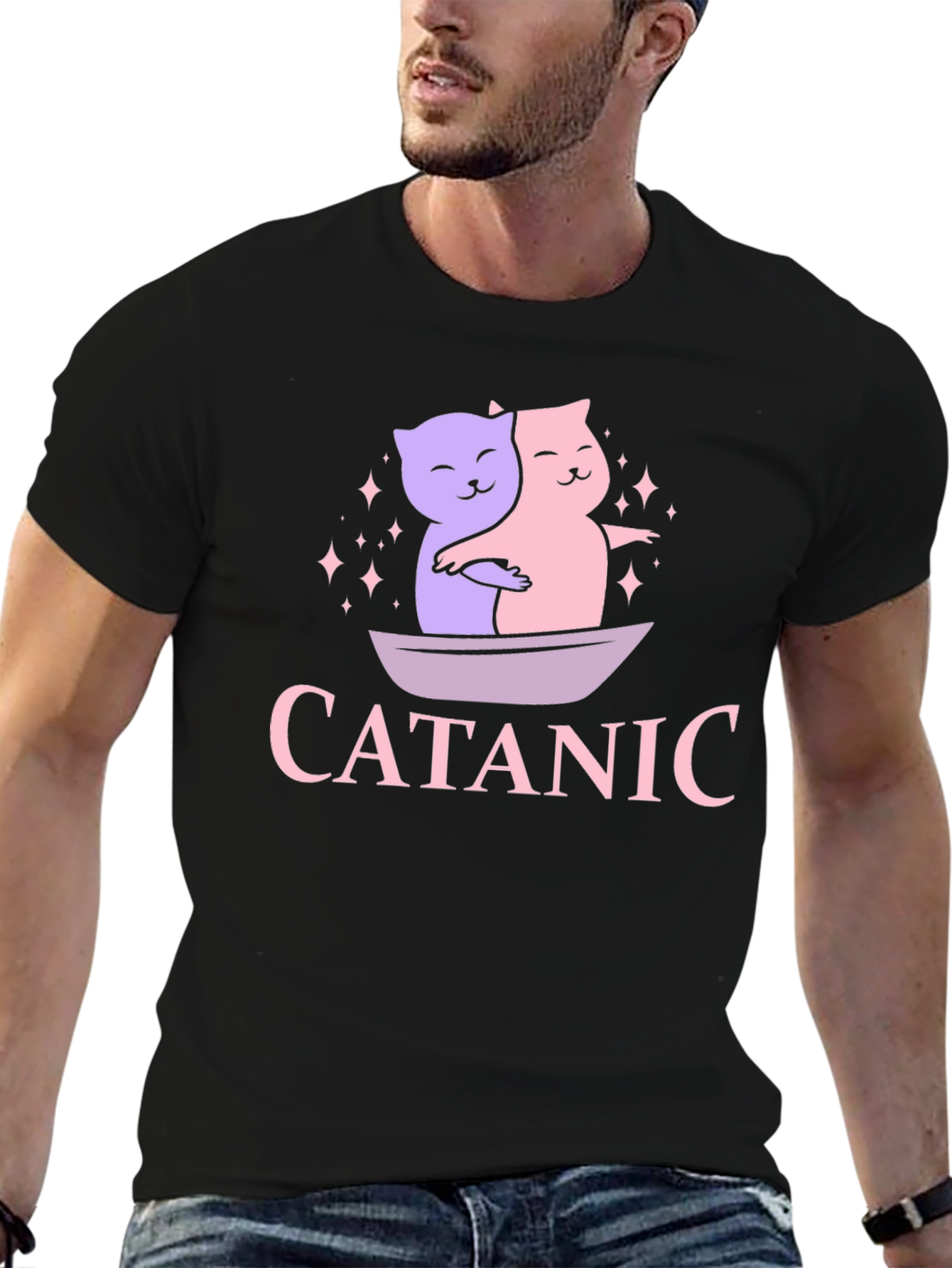 Black Cat Lovers T-Shirt: Titanic Theme view 6