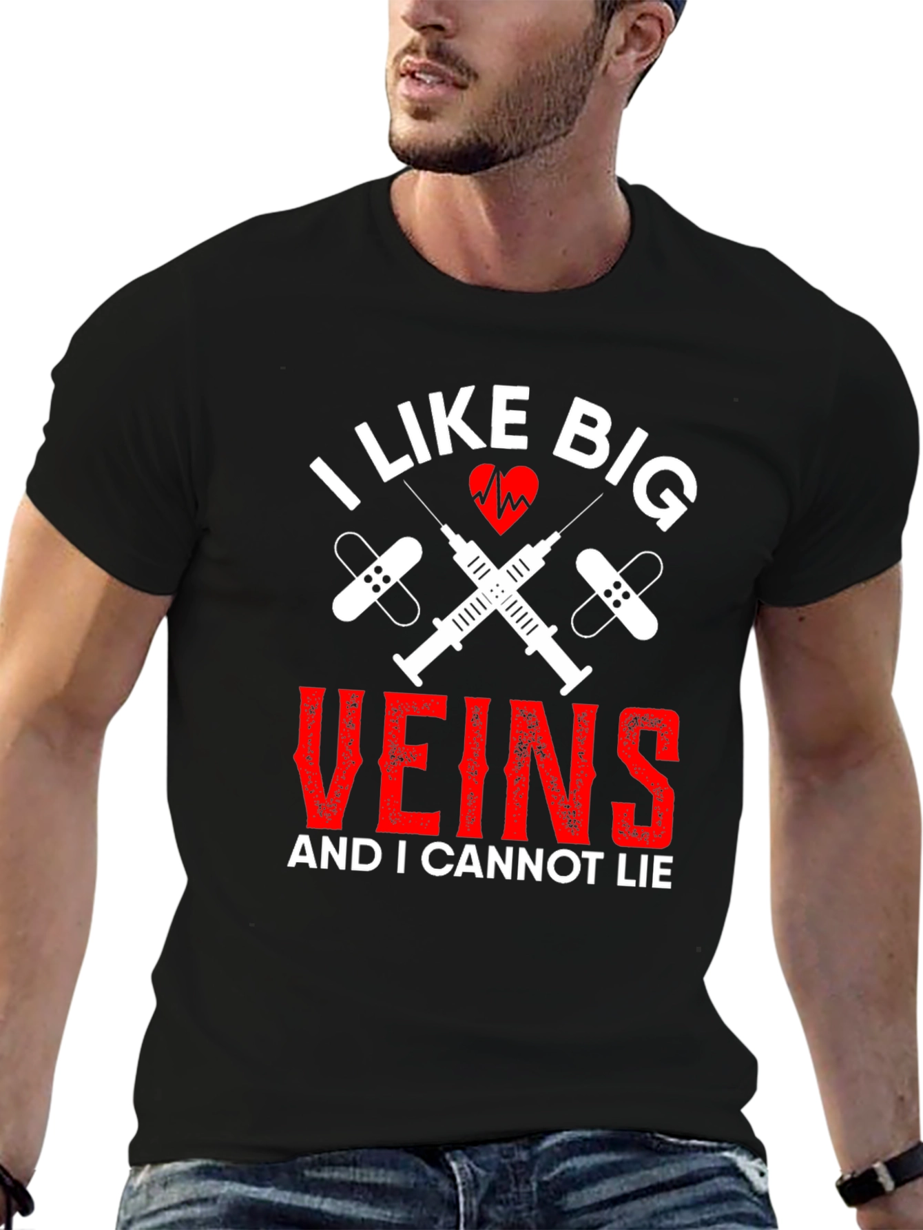 Black I Like Big Veins Funny Nurse T-Shirt view 6