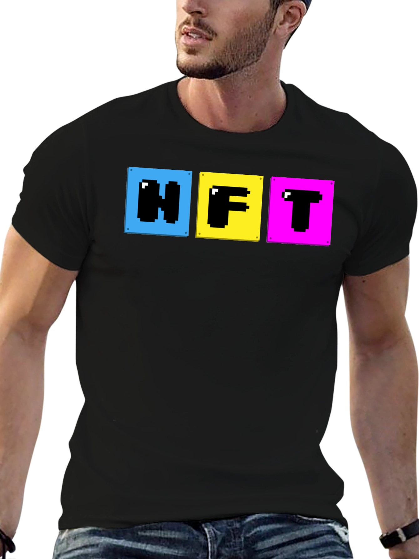 Black Pixelated NFT T-Shirt - Crypto Art Fashion view 6