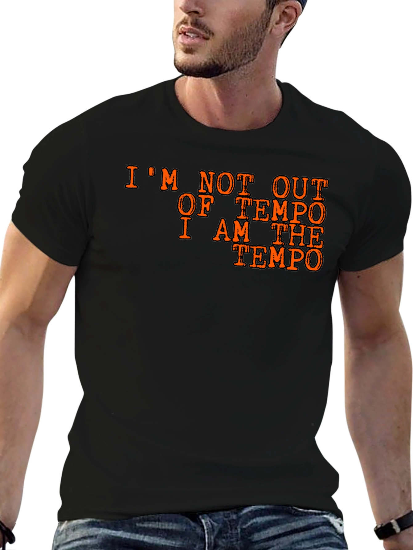 Black I Am The Tempo Black Cotton T-Shirt view 6