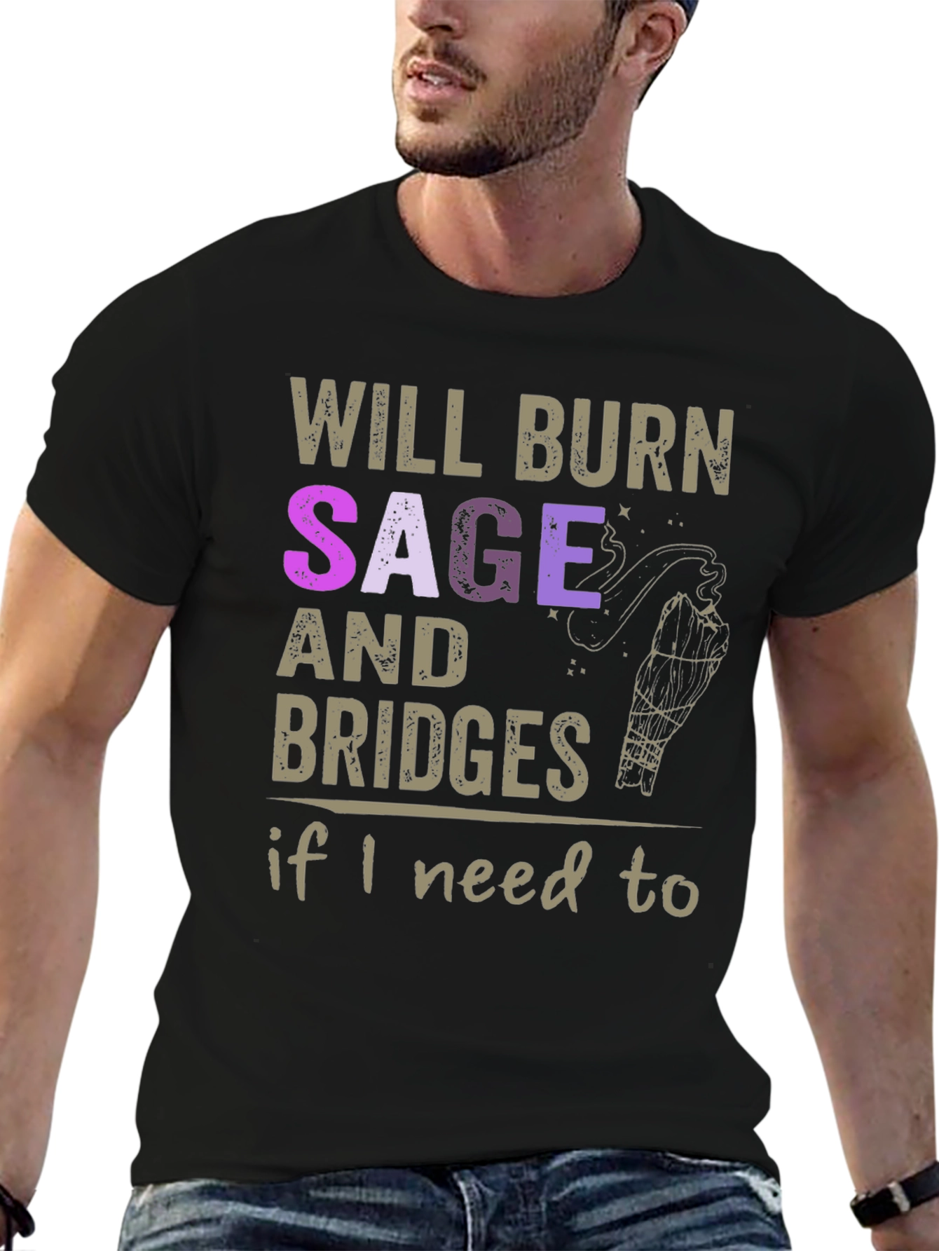 Black Will Burn Sage and Bridges T-Shirt view 6