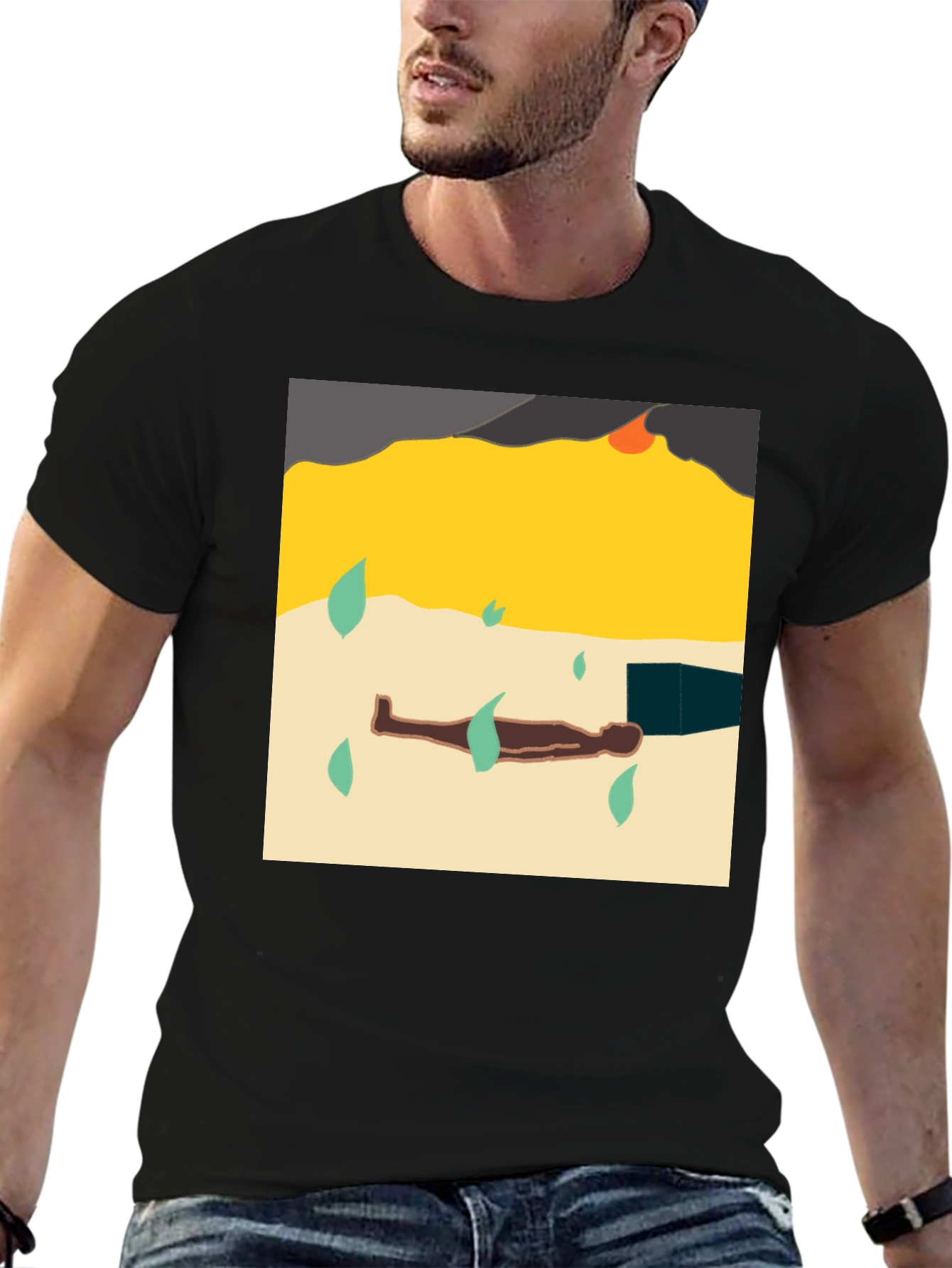 Black Abstract Design Tee - Modern Art T-Shirt view 6