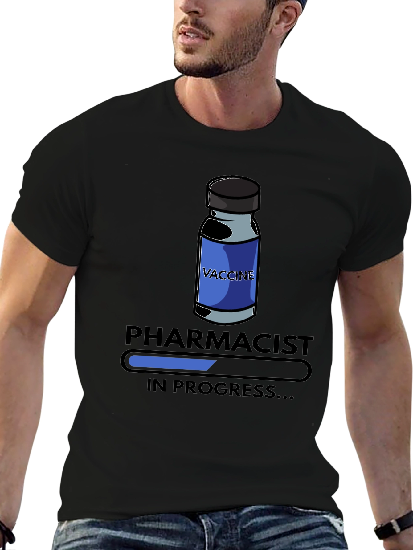 Black Pharmacist In Progress T-Shirt - Vaccine Design view 6