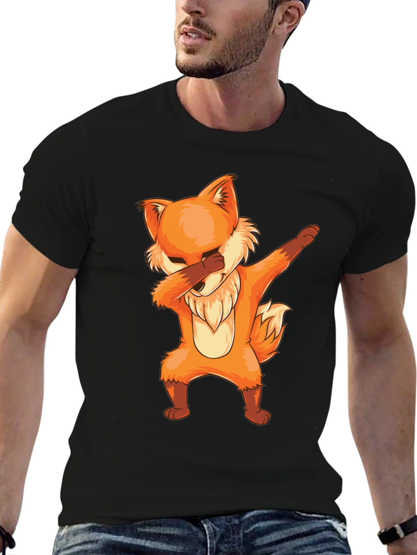 Black Dabbing Fox Graphic Tee - Cool & Trendy view 6