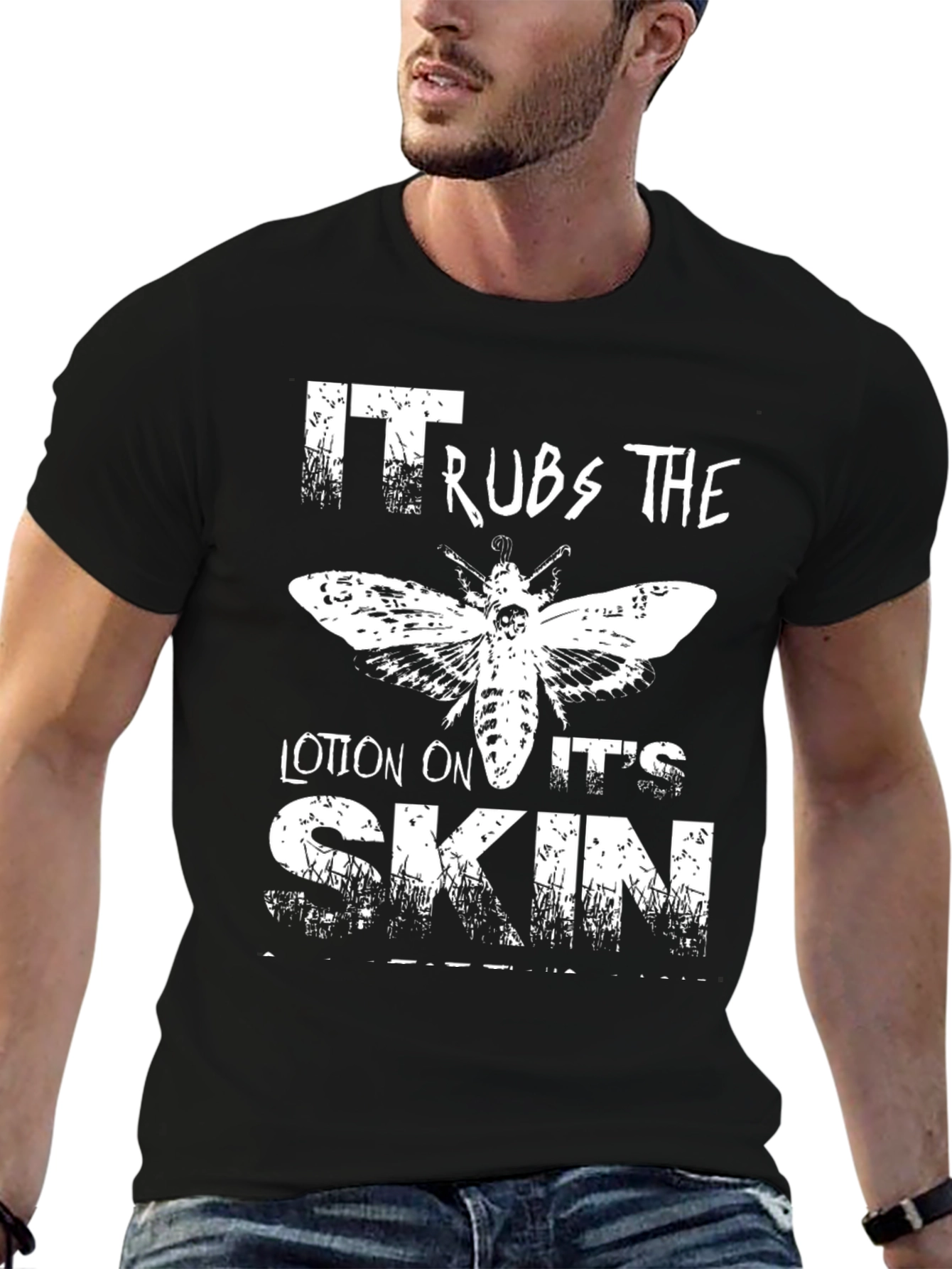 Black It Rubs the Lotion T-Shirt view 6
