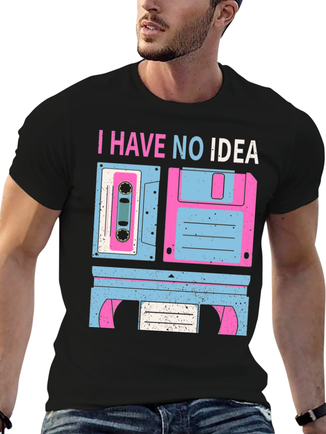 Black I Have No Idea Retro Media T-Shirt view 6