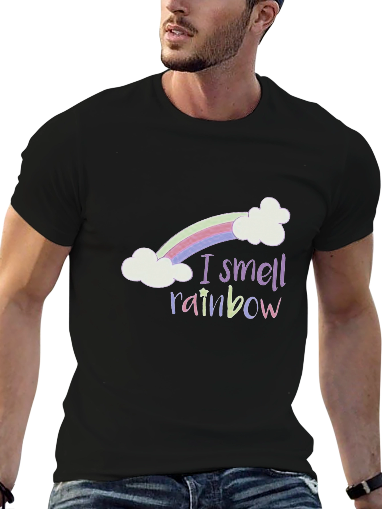 Black I Smell Rainbow T-Shirt Funny Graphic Tee view 6