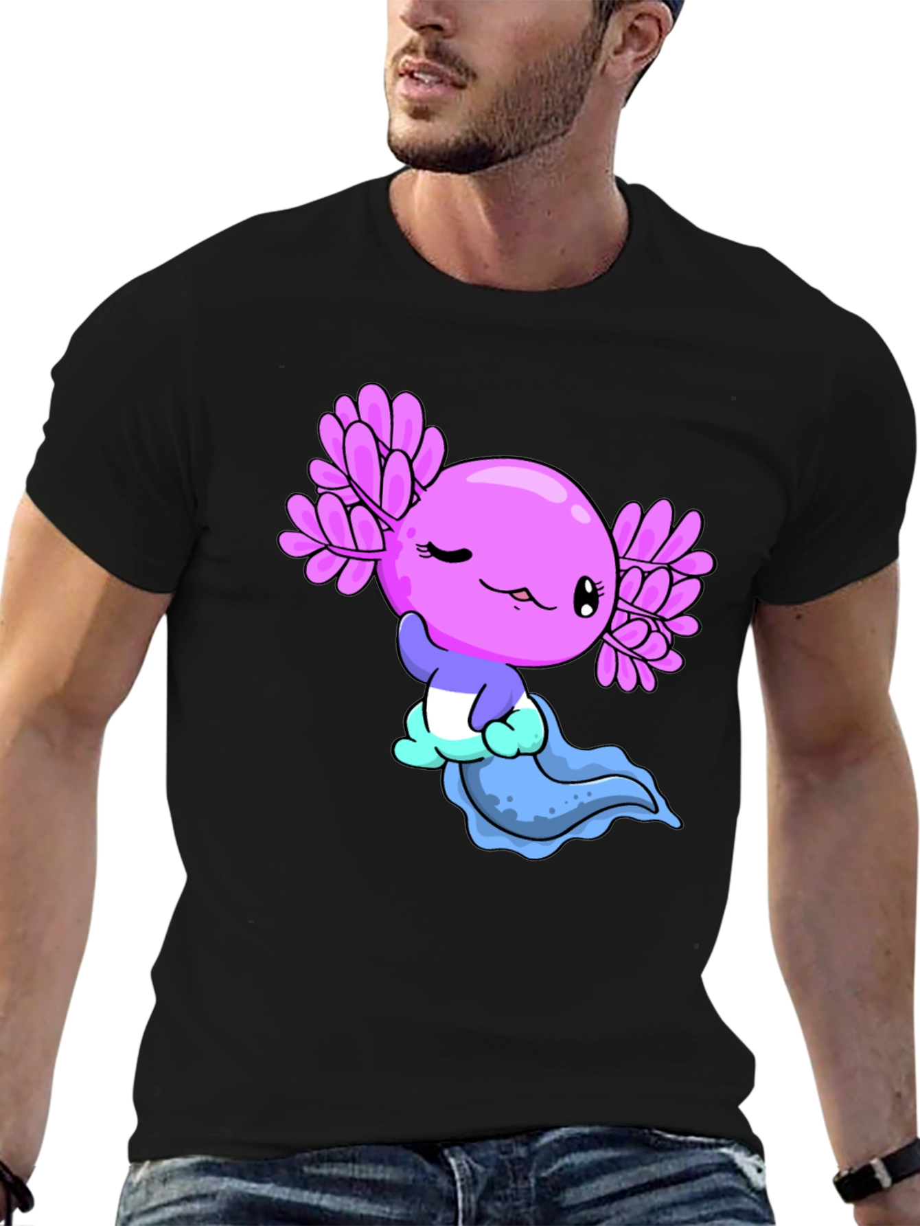 Black Axolotl Graphic Tee - Kawaii Design view 6
