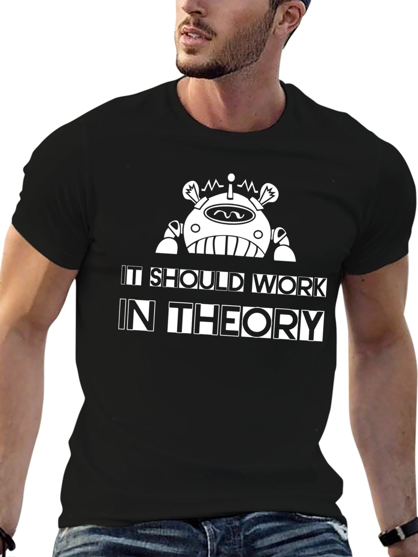 Black It Should Work In Theory T-Shirt view 6