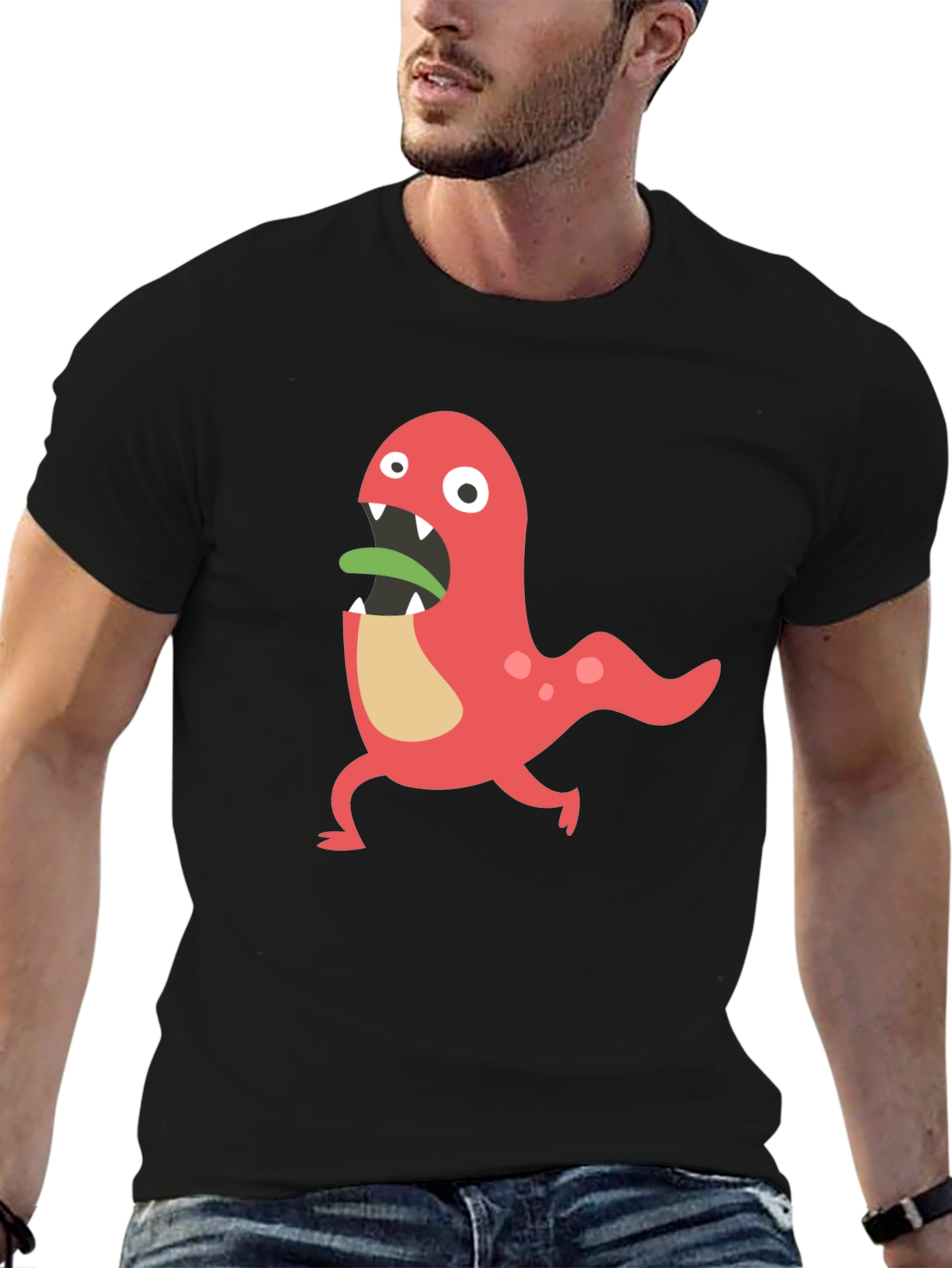 Black Monster Graphic Tee - Funny Cartoon Design view 6
