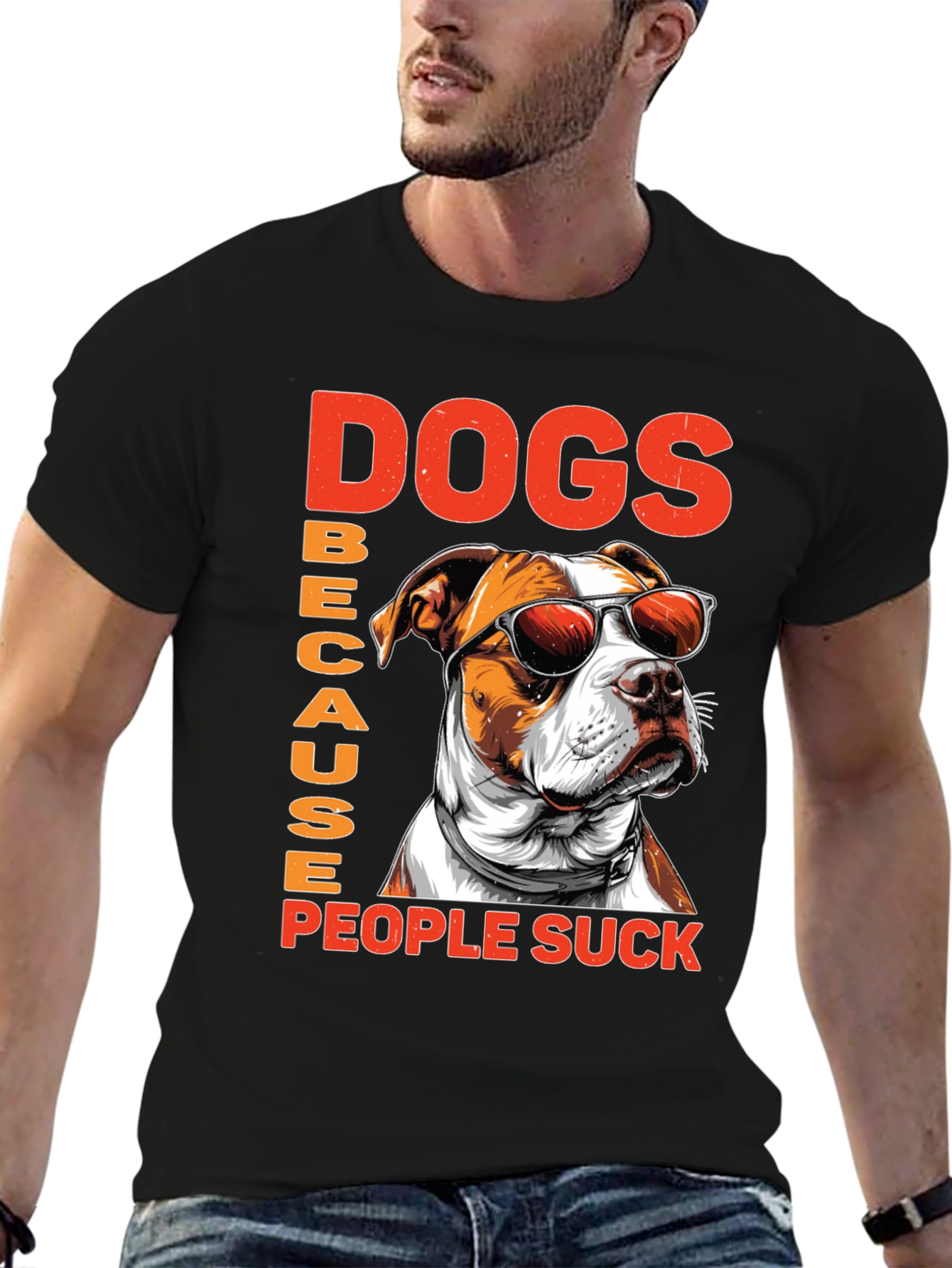 Black Dogs Because People Suck Graphic Tee view 6