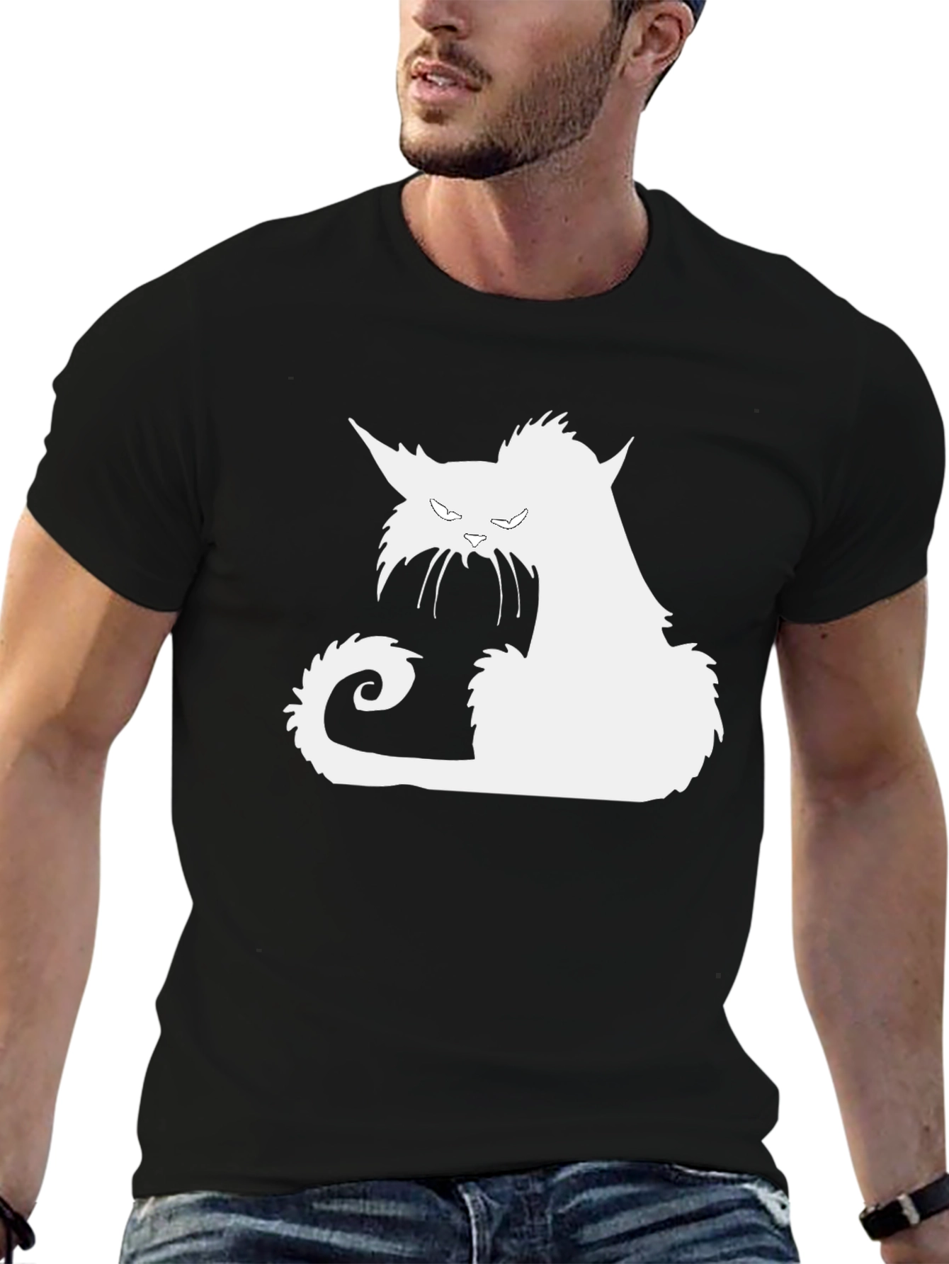 Black Black Cat Silhouette Graphic Tee view 6