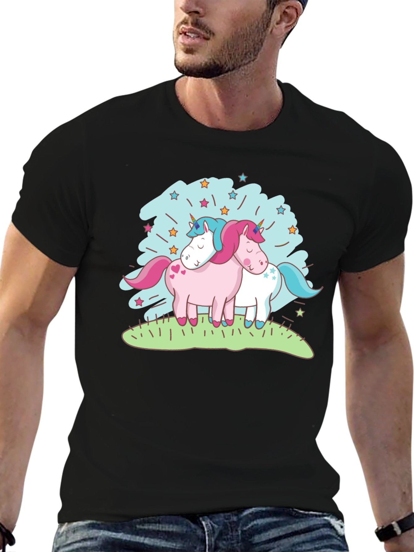 Black Unicorn T-Shirt - Cute Cartoon Graphic Tee view 6
