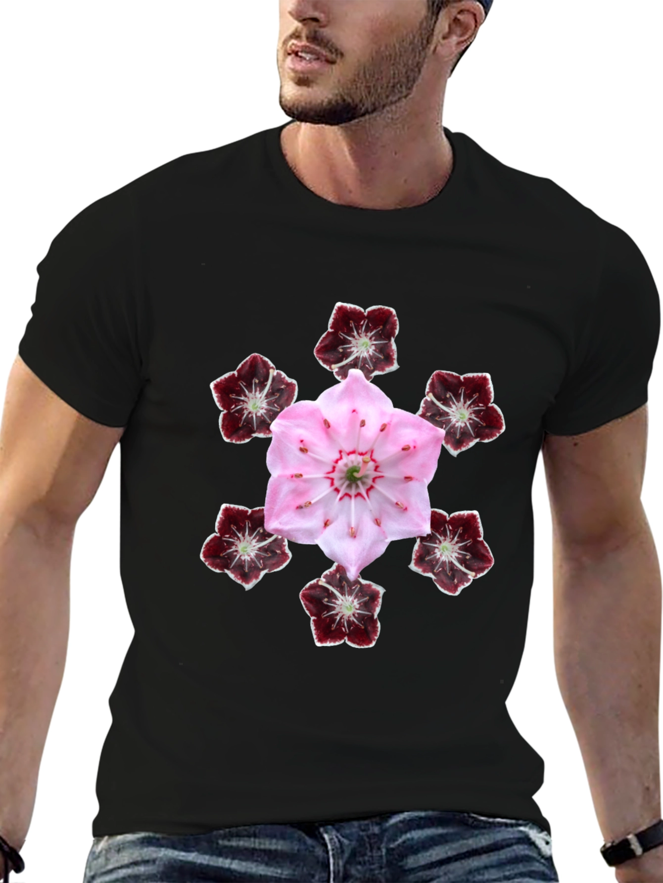 Black Floral Mandala Graphic T-Shirt view 6