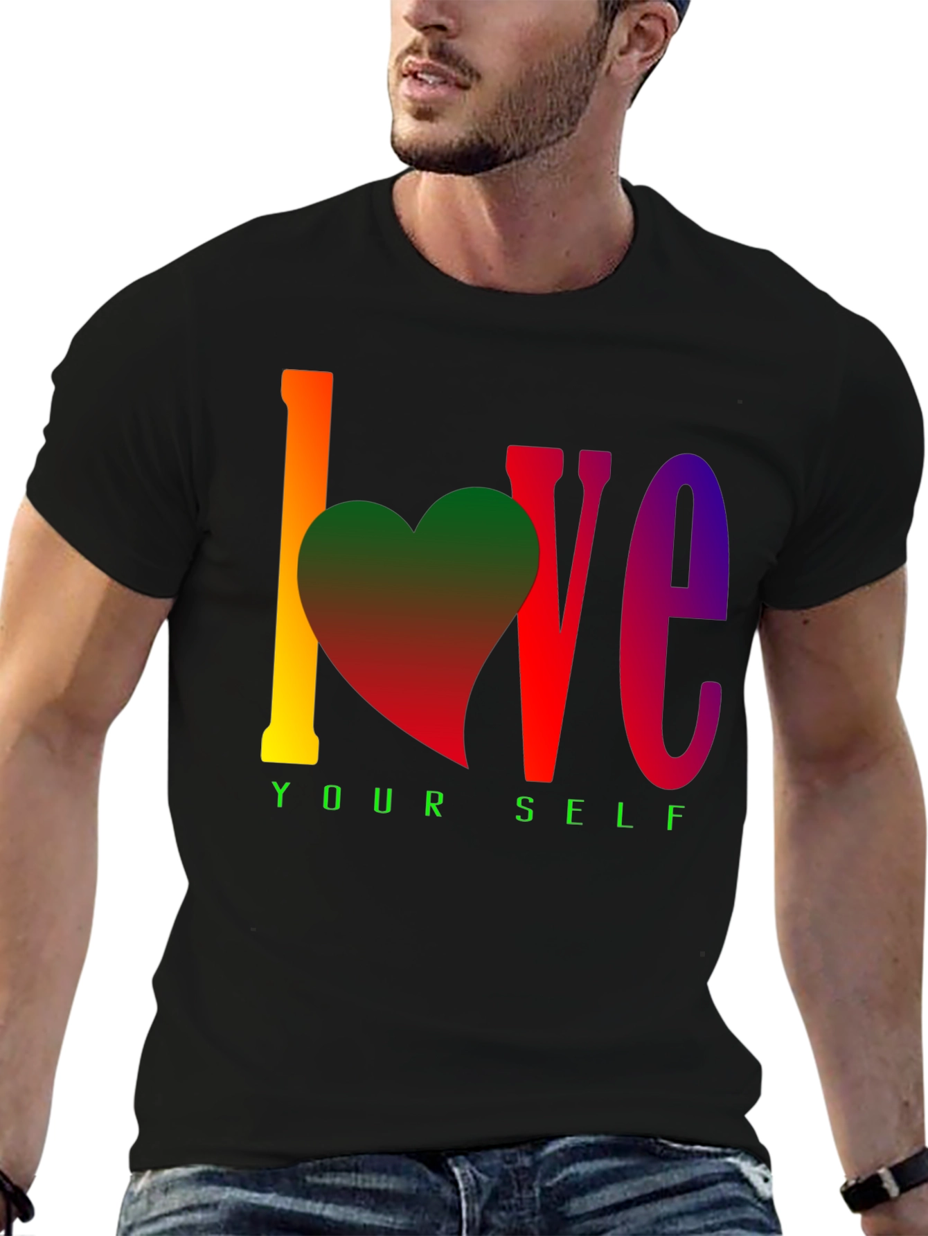 Black Love Yourself Rainbow Graphic Tee view 6