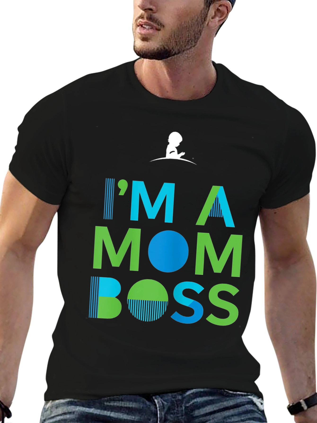 Black I'm A Mom Boss T-Shirt view 6
