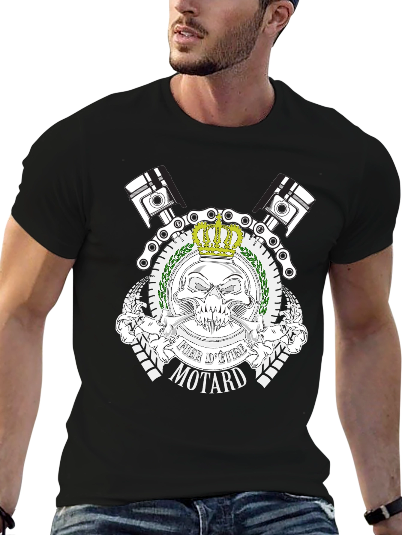 Black Fier d'Etre Motard Black T-Shirt view 6