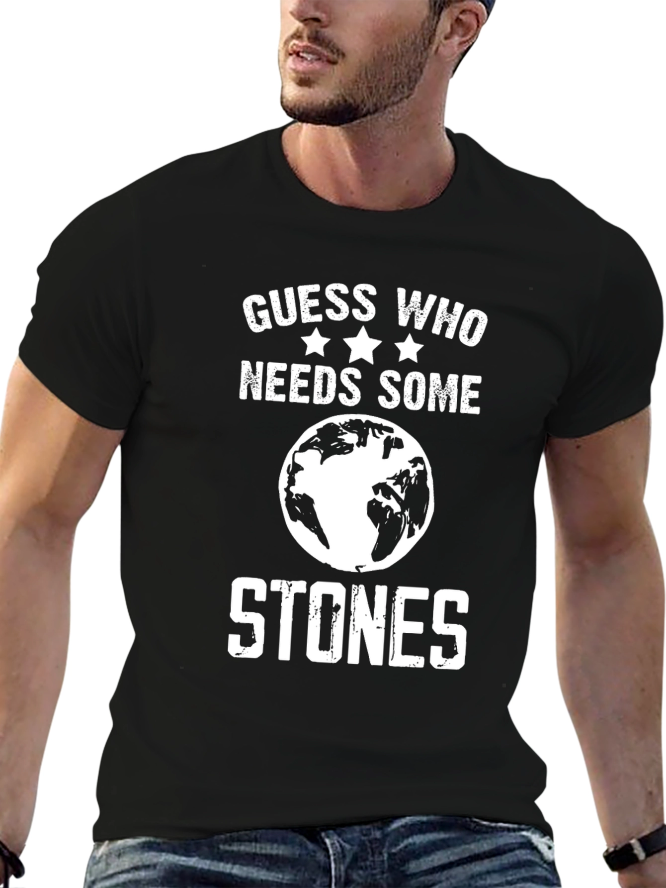 Black Guess Who Needs Some Stones Graphic T-Shirt - Black view 6