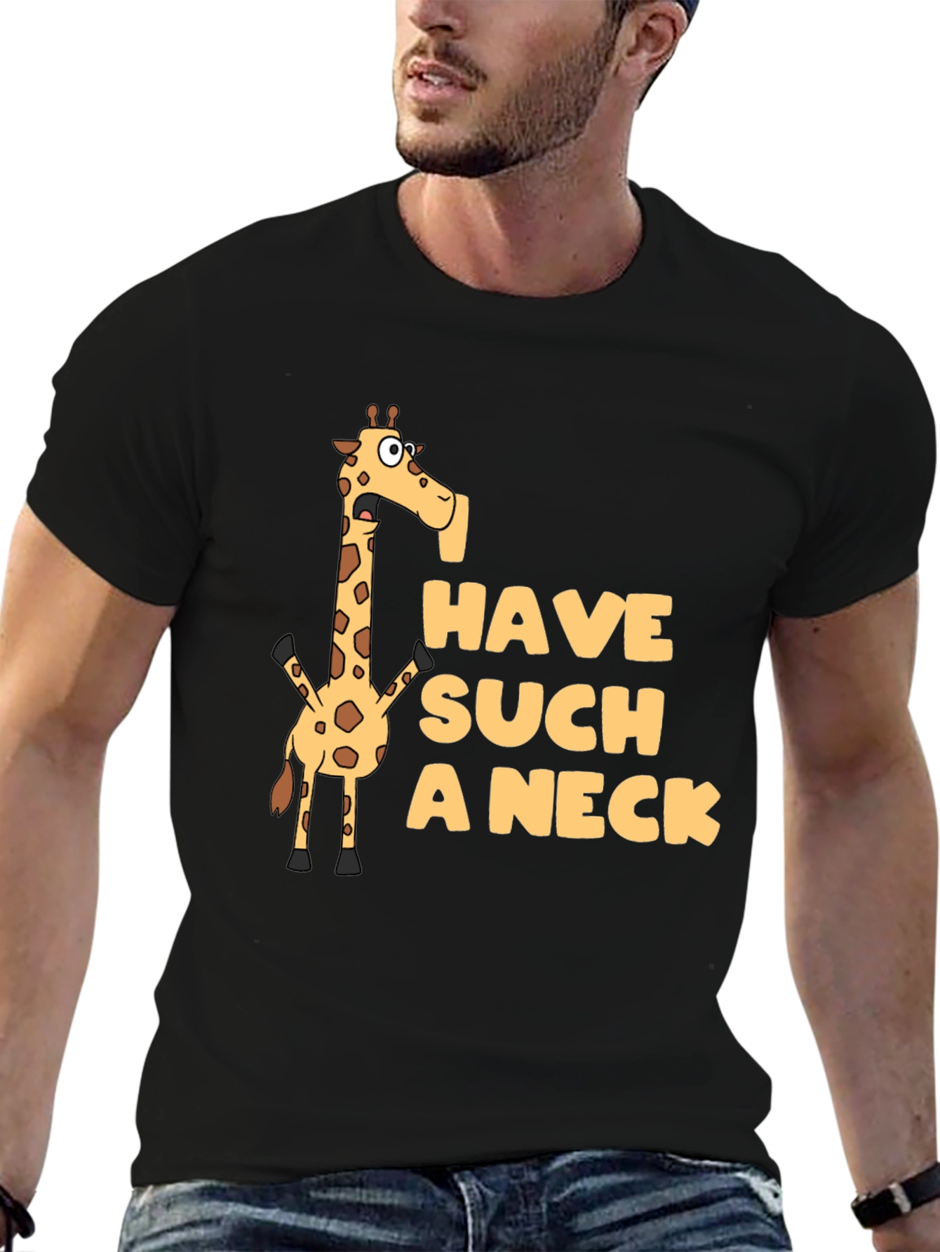 Black Funny Giraffe 'Have Such a Neck' Graphic Tee view 6