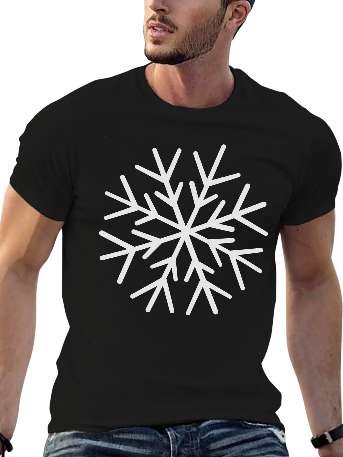 Black Snowflake Graphic Tee - Classic Winter Style view 6