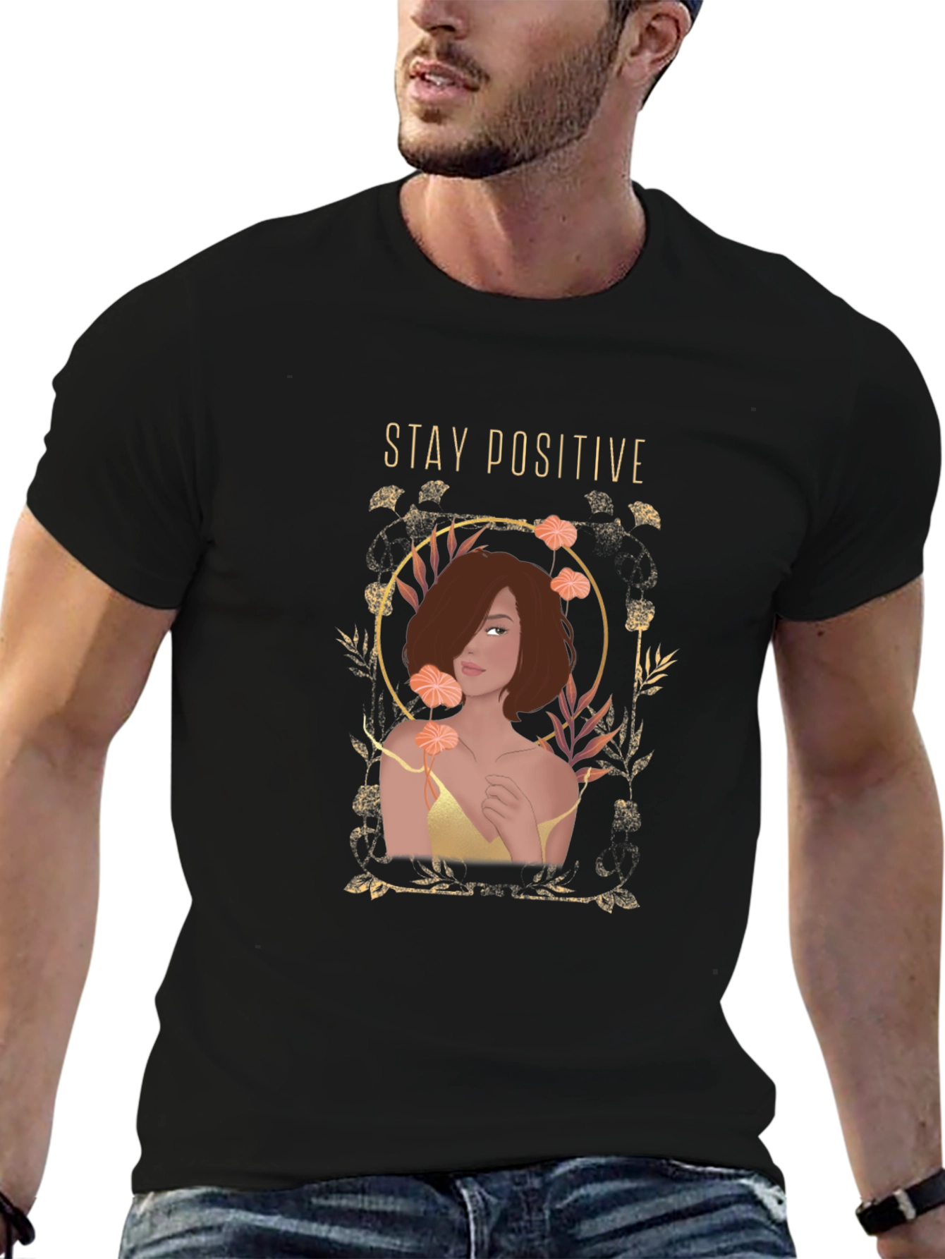 Black Stay Positive Graphic Print Black Tee view 6