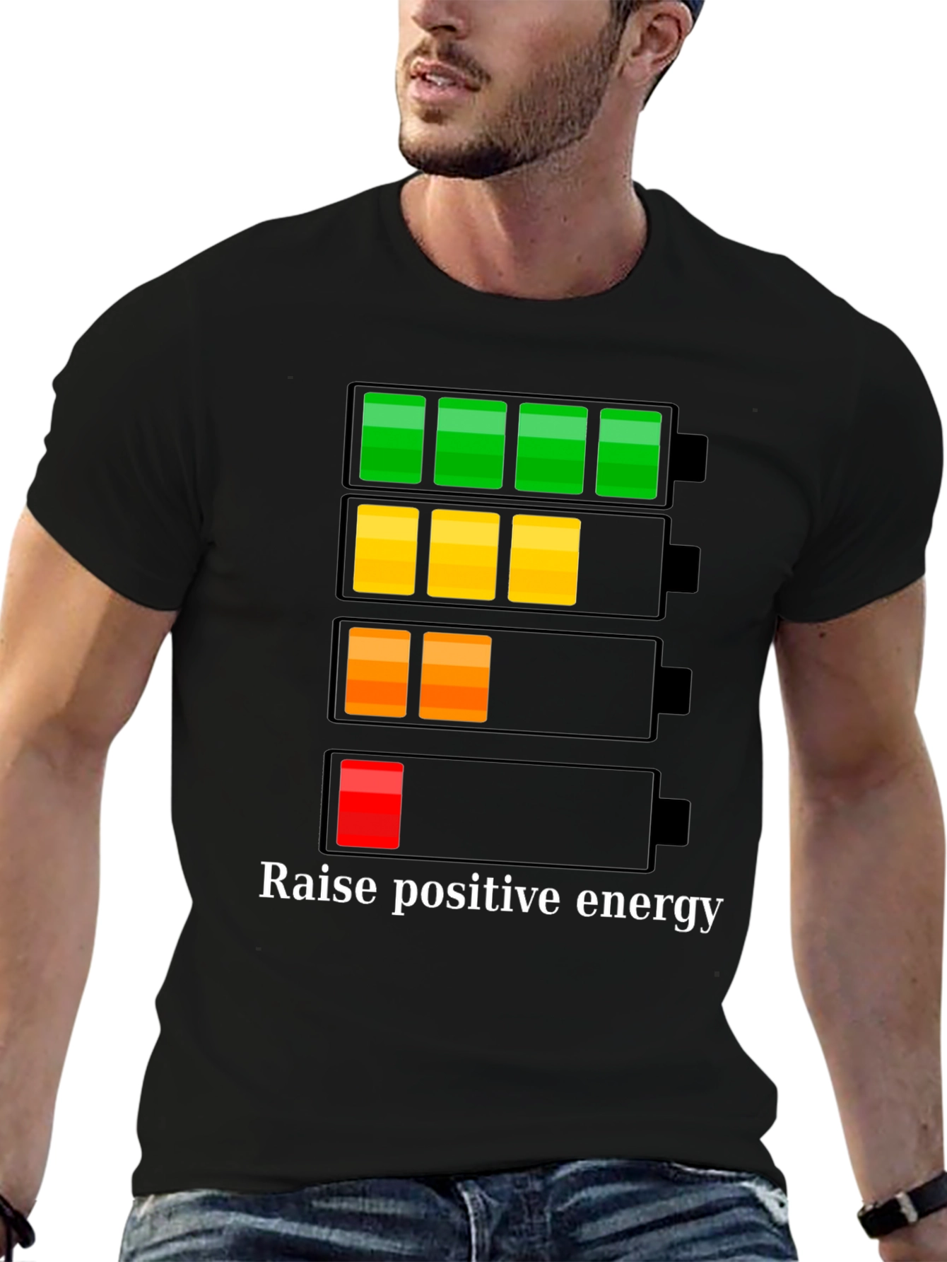 Black Raise Positive Energy T-Shirt - Battery Level Graphic view 6