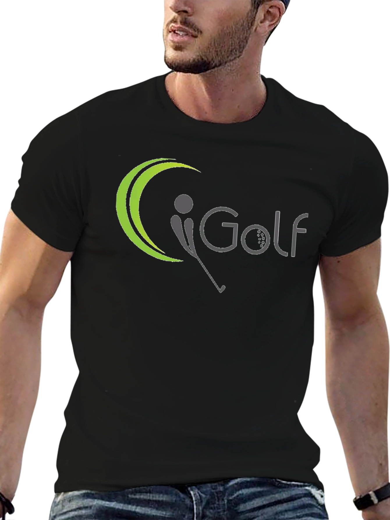 Black Golf Graphic T-Shirt - Black Cotton Tee view 6
