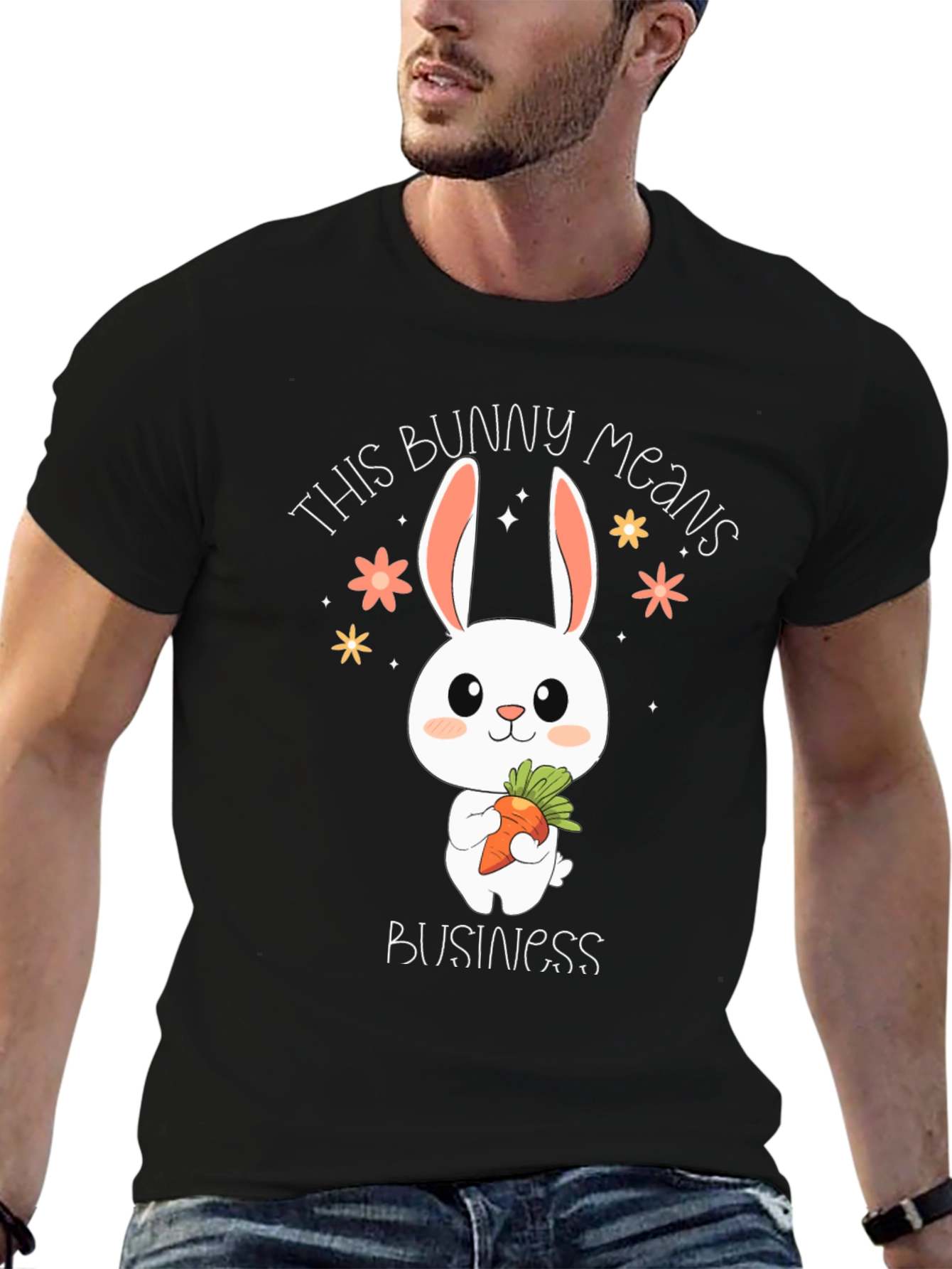 Black Bunny Business Graphic Tee - Cute Easter Shirt view 6