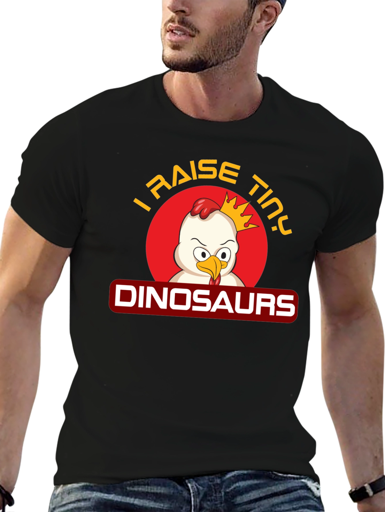 Black I Raise Tiny Dinosaurs Black T-Shirt view 6
