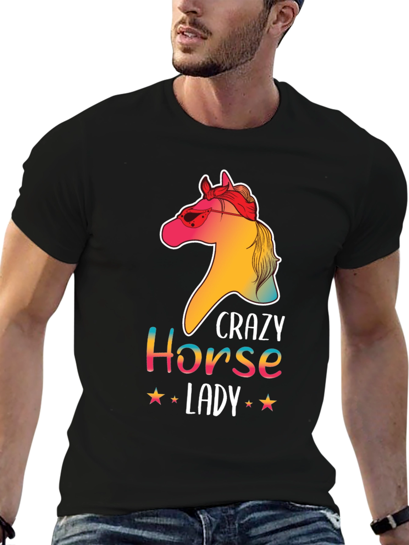 Black Crazy Horse Lady Graphic T-Shirt - Unisex Tee view 6