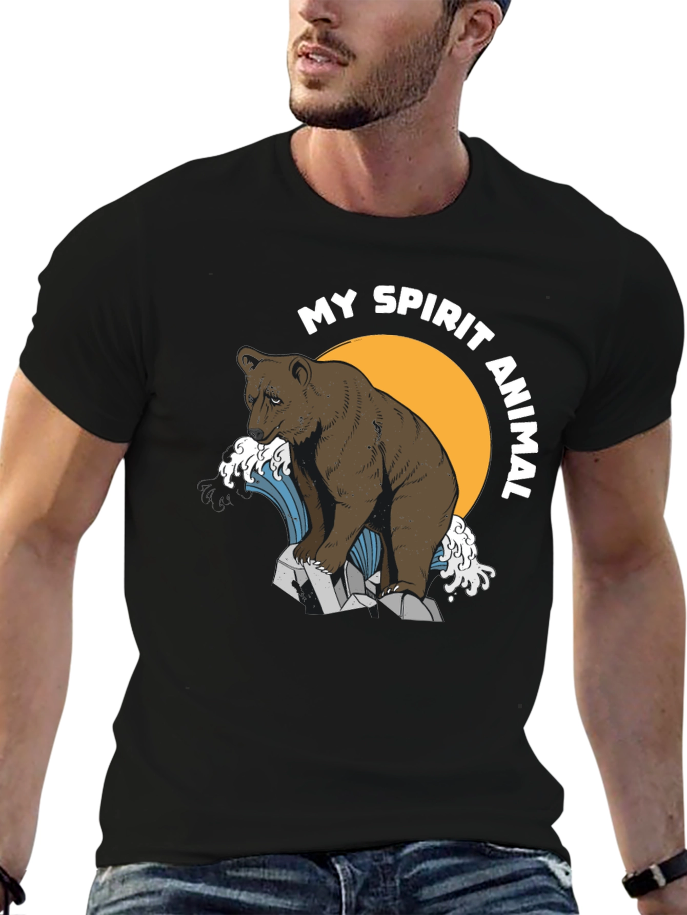 Black Bear Spirit Animal Graphic T-Shirt view 6