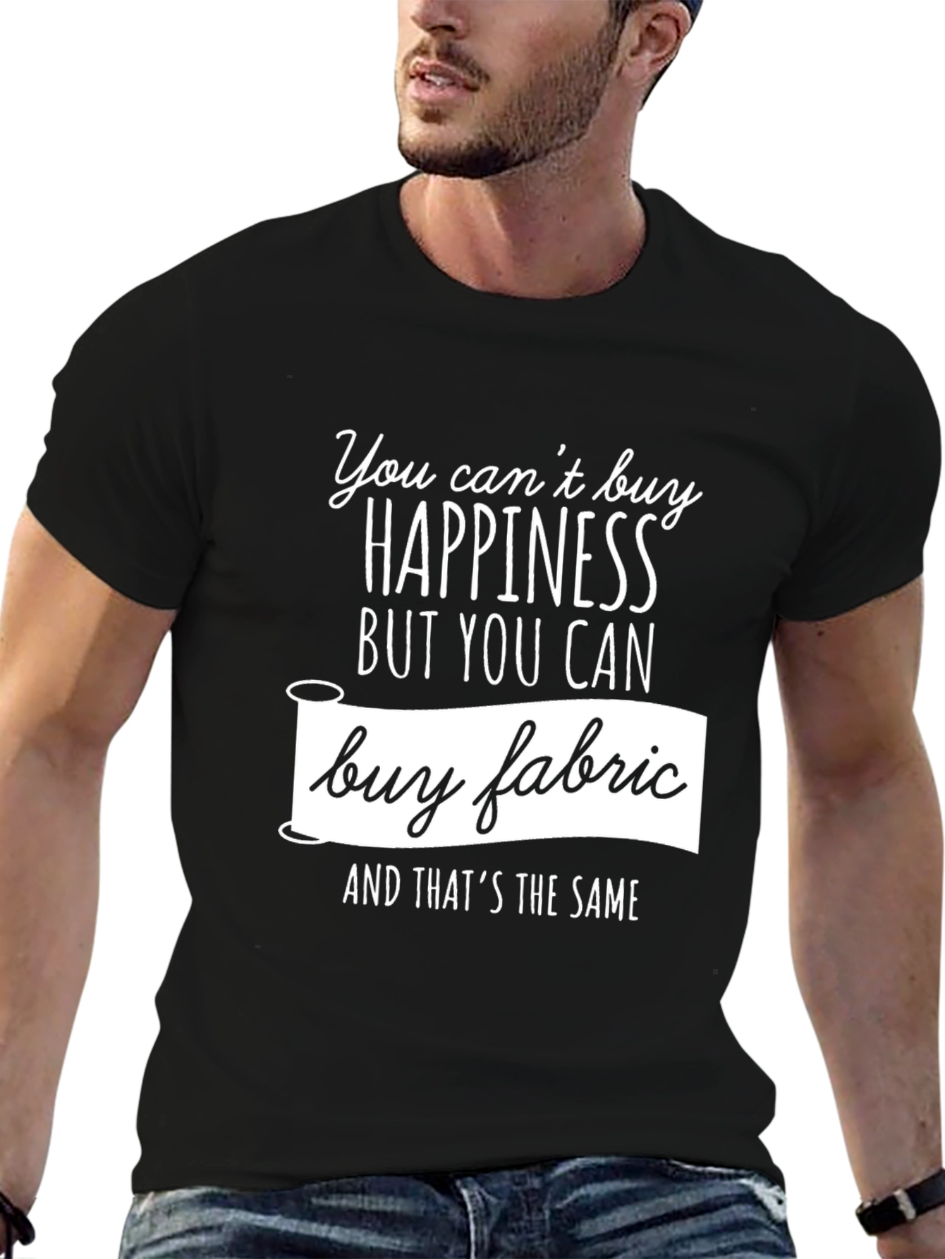 Black Happiness Buy Fabric Graphic T-Shirt view 6