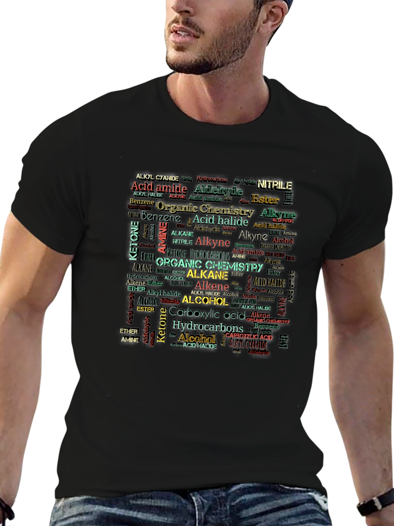Black Organic Chemistry Word Cloud T-Shirt view 6