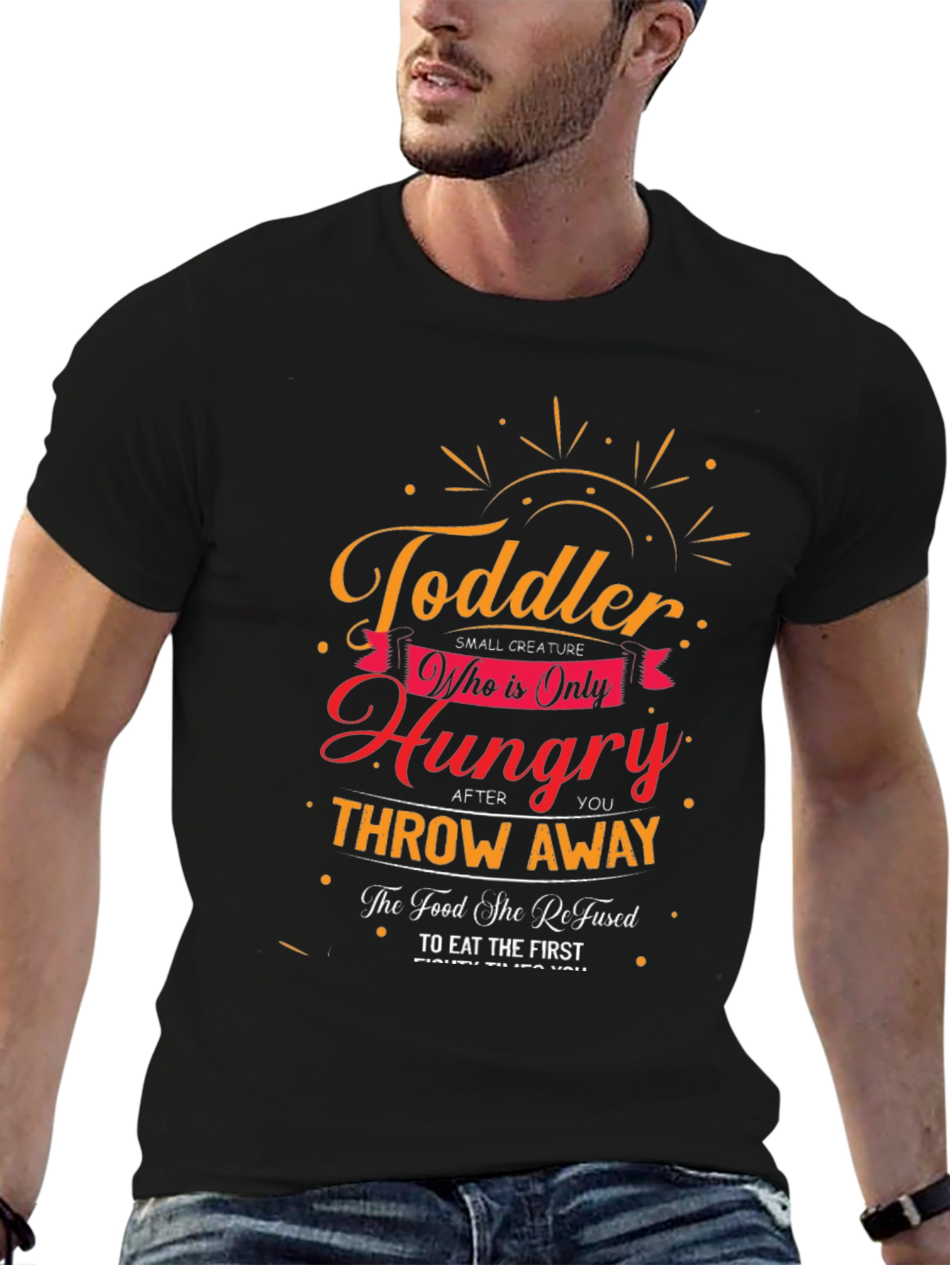 Black Toddler Hungry Funny T-Shirt view 6