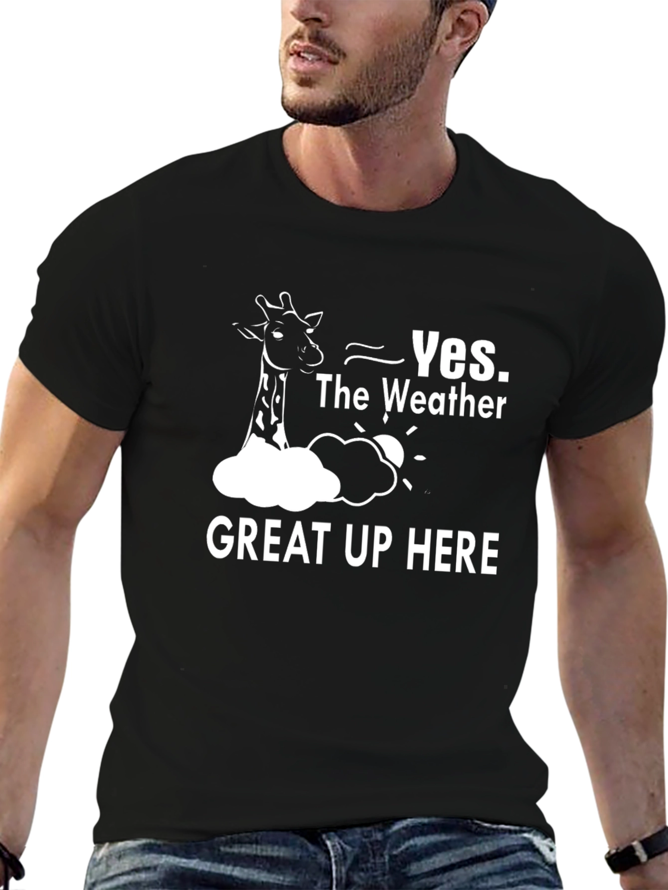 Black Giraffe Weather Humor T-Shirt - Great Up Here! view 6
