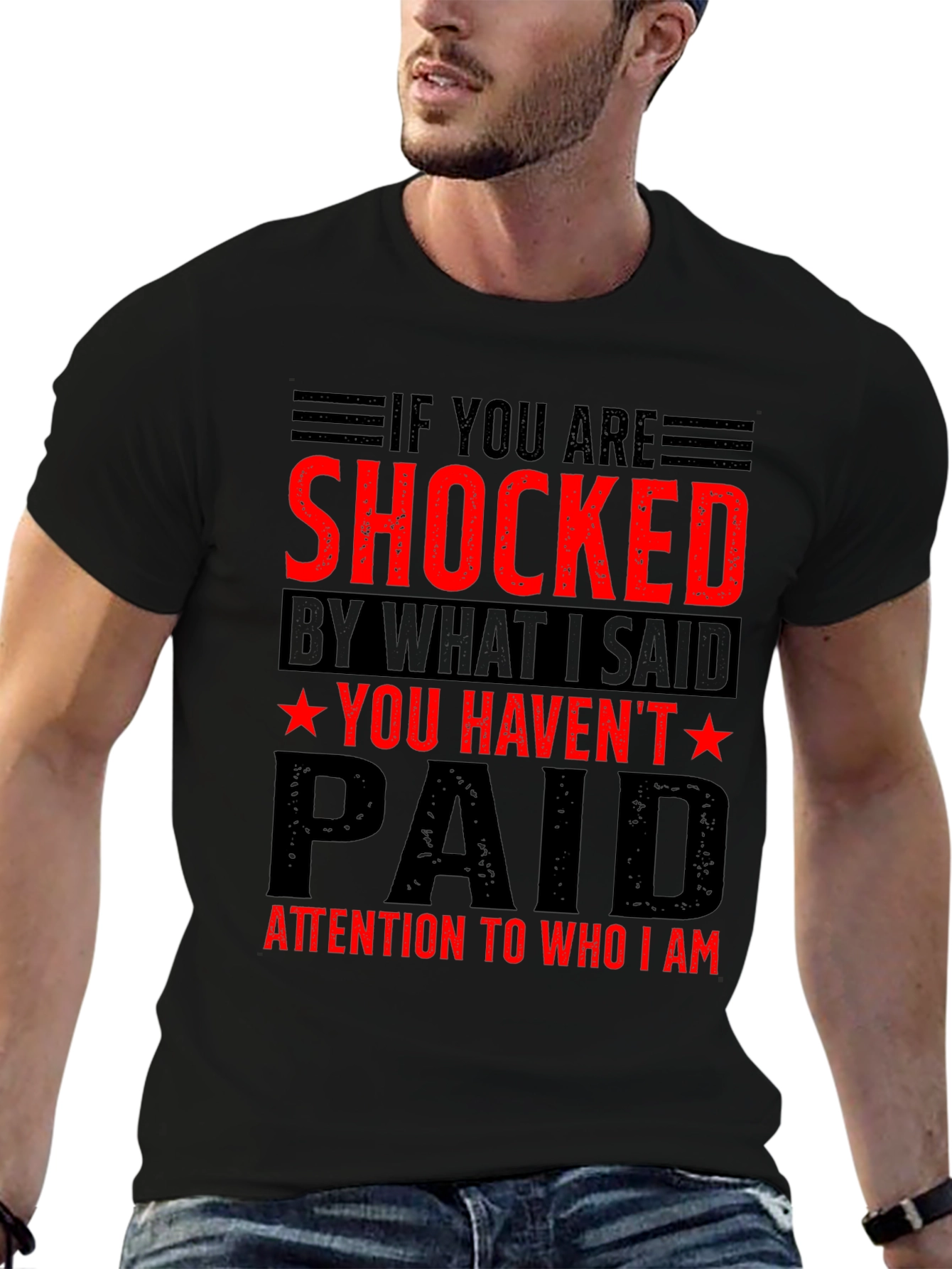 Black Shocked T-Shirt - Bold Statement Tee view 6