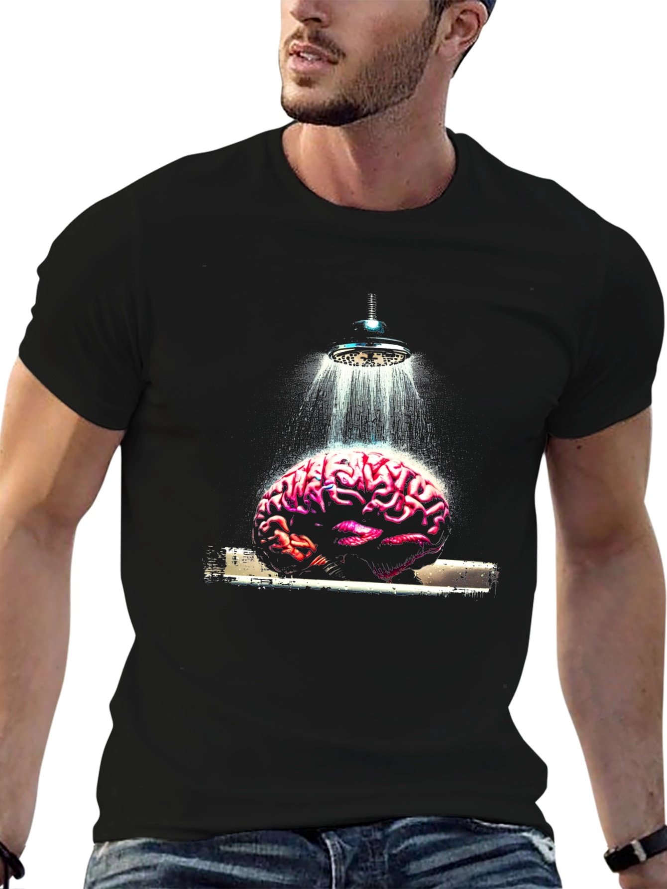 Black Brain Shower Graphic Tee view 6