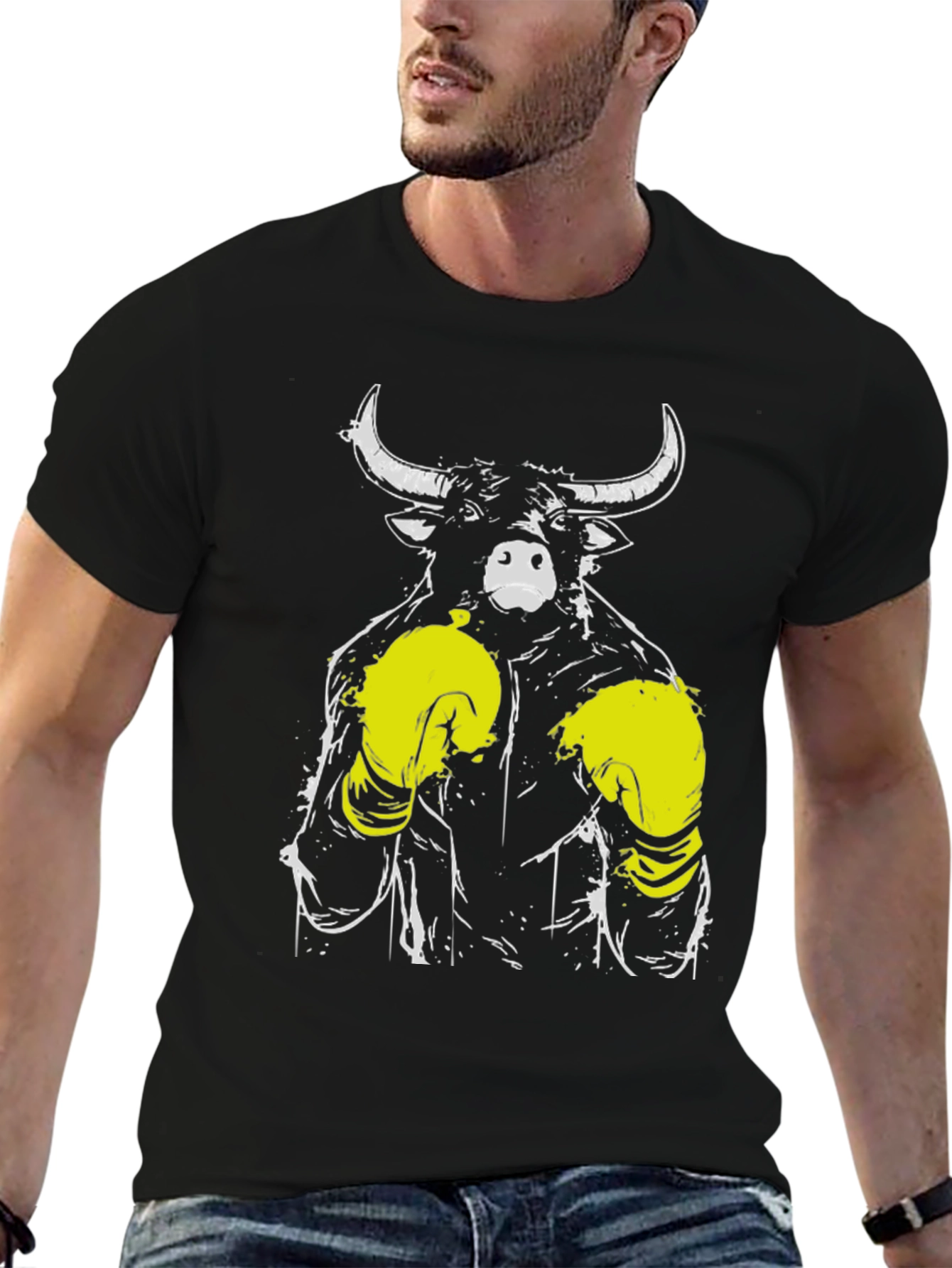 Black Bull Boxer Graphic Tee - Men's Black T-Shirt view 6