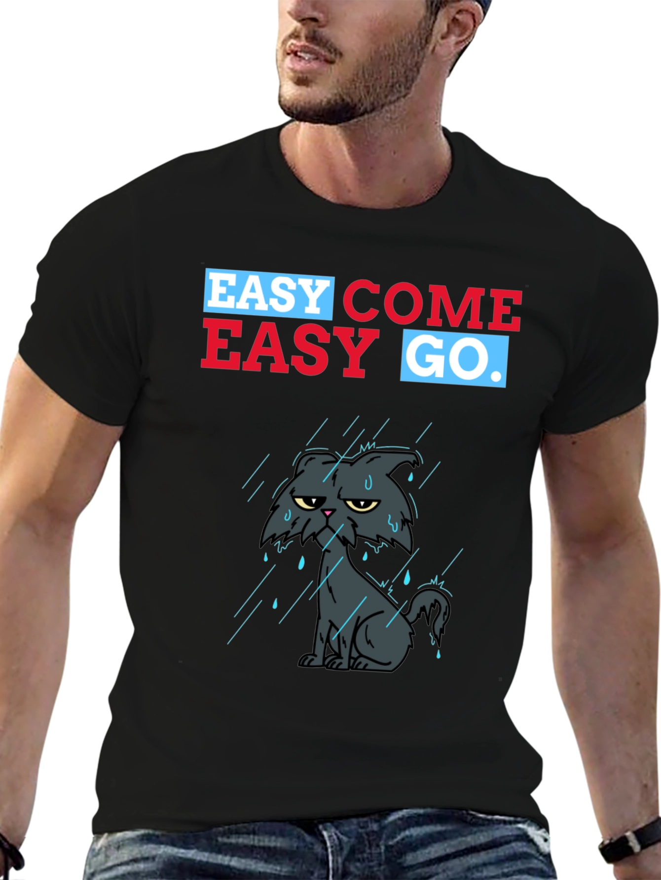 Black Easy Come Easy Go Grumpy Cat T-Shirt view 6