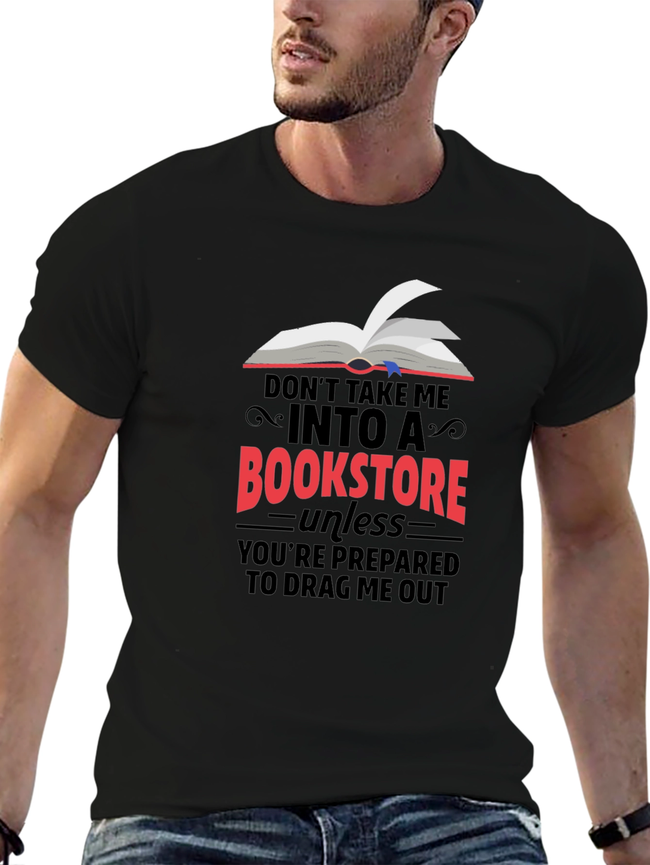Black Bookstore Lover's T-Shirt: Funny Book Reader Tee view 6