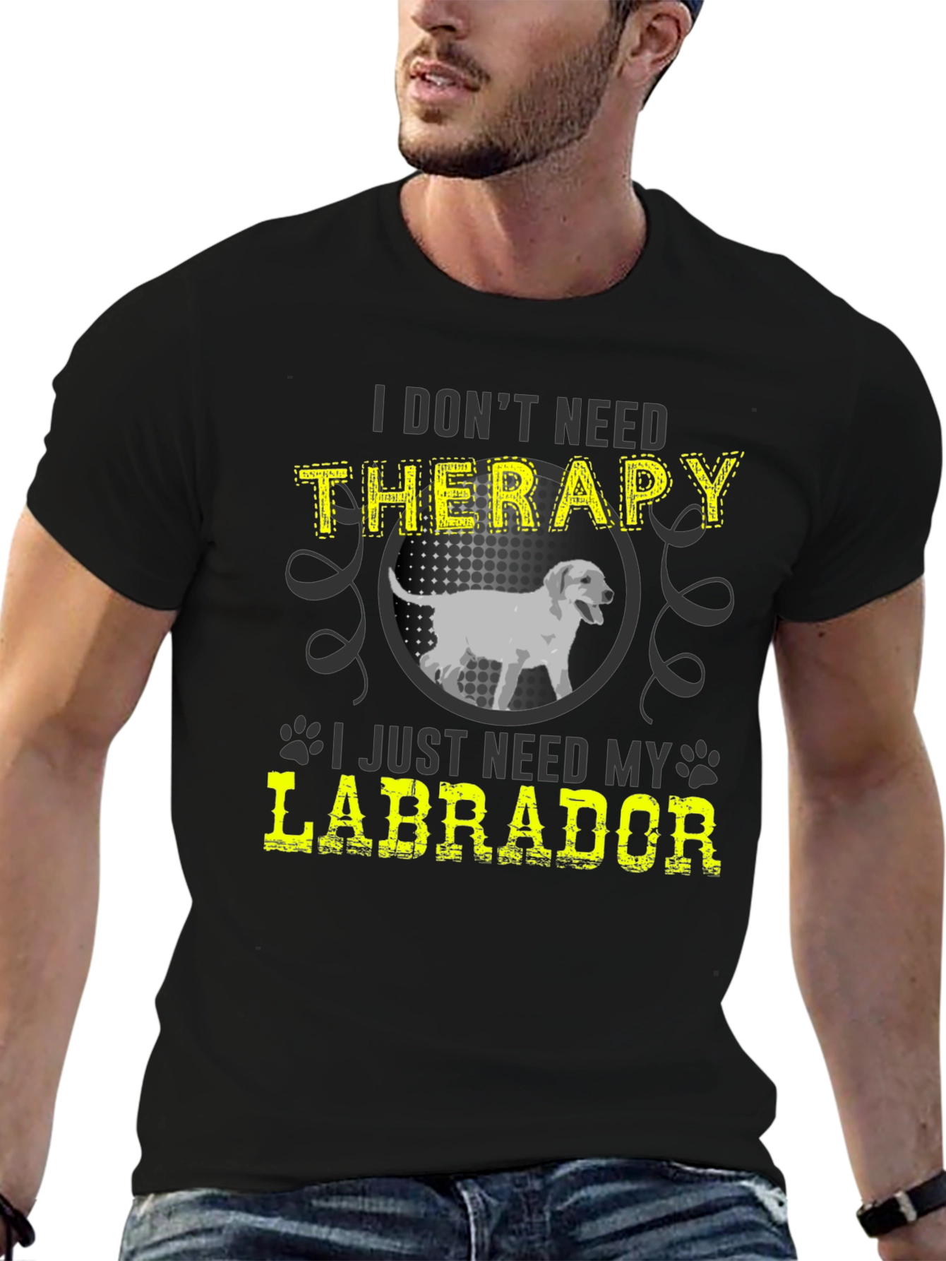Black Labrador Therapy Graphic T-Shirt view 6