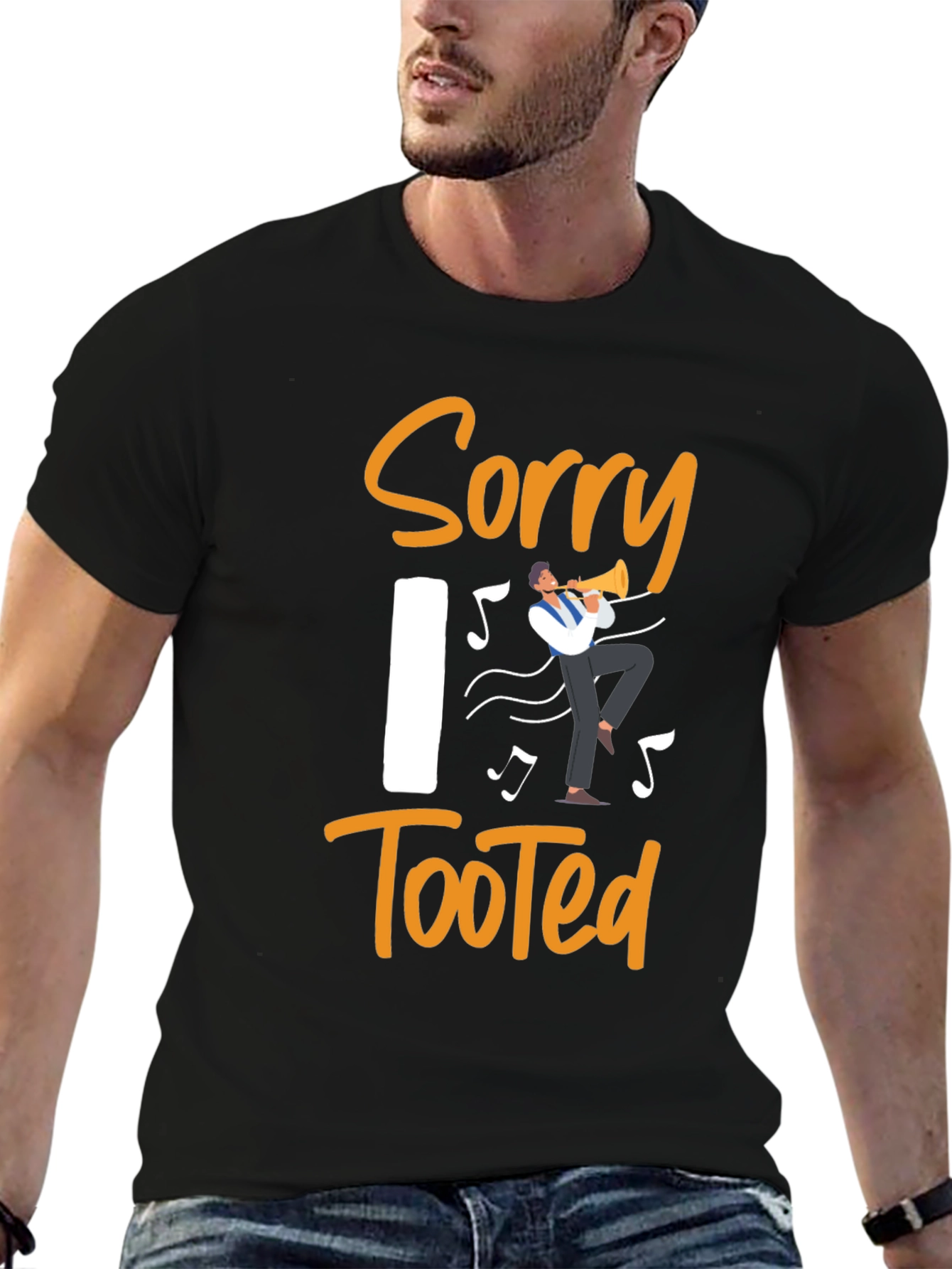Black Sorry I Tooted Funny Musician T-Shirt view 6