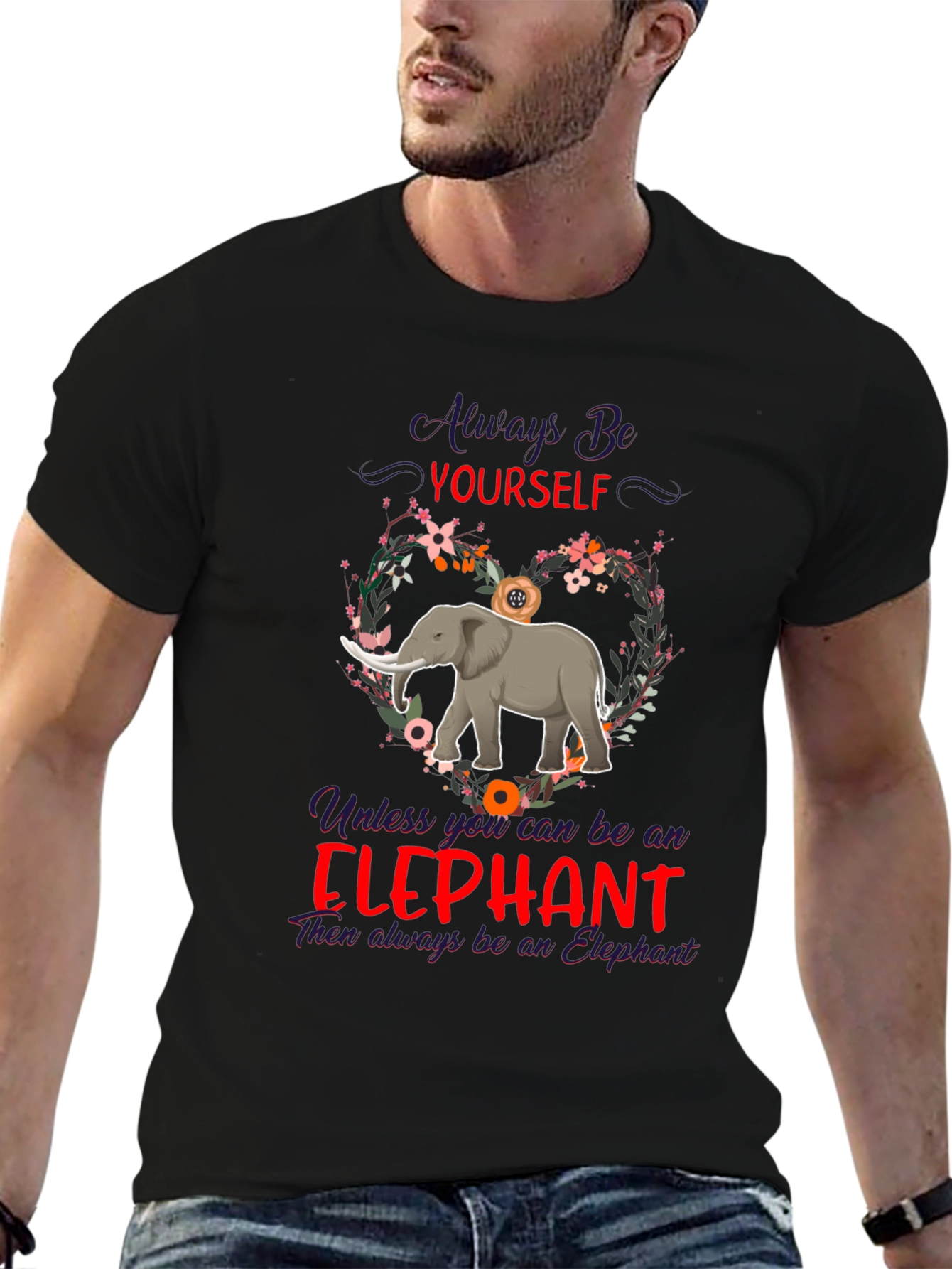 Black Always Be Yourself Elephant T-Shirt view 6