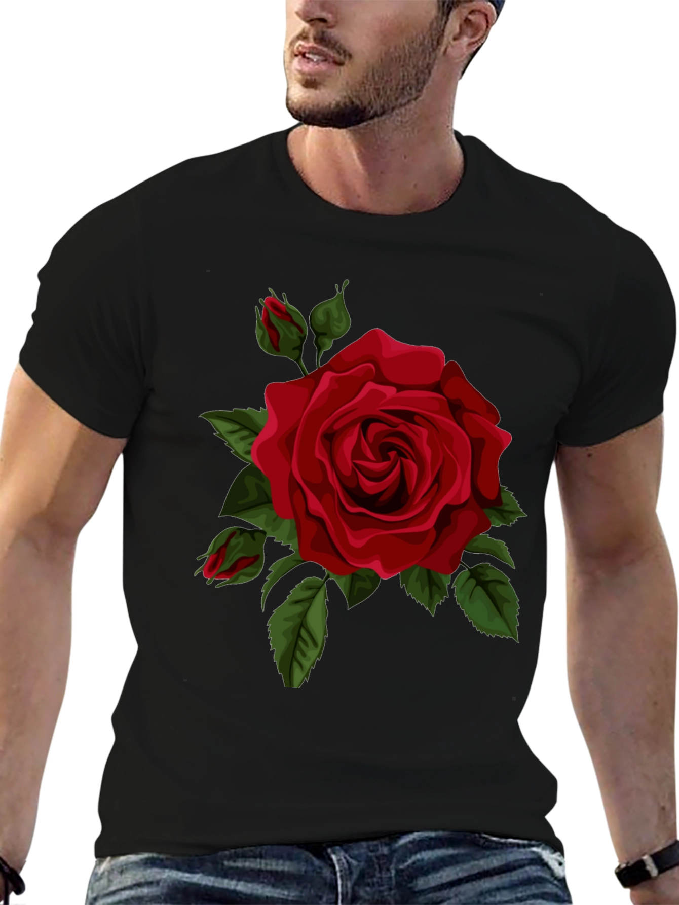 Black Red Rose Graphic Tee view 6