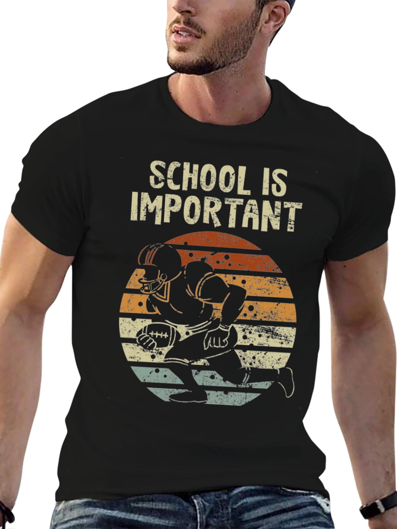 Black School is Important Football Graphic Tee view 6