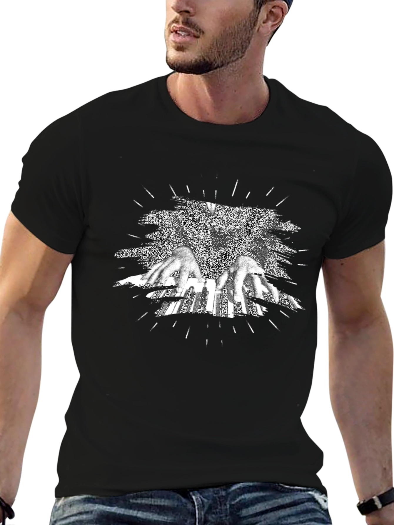 Black Piano Keys Graphic Tee - Cool Music Lover T-Shirt view 6