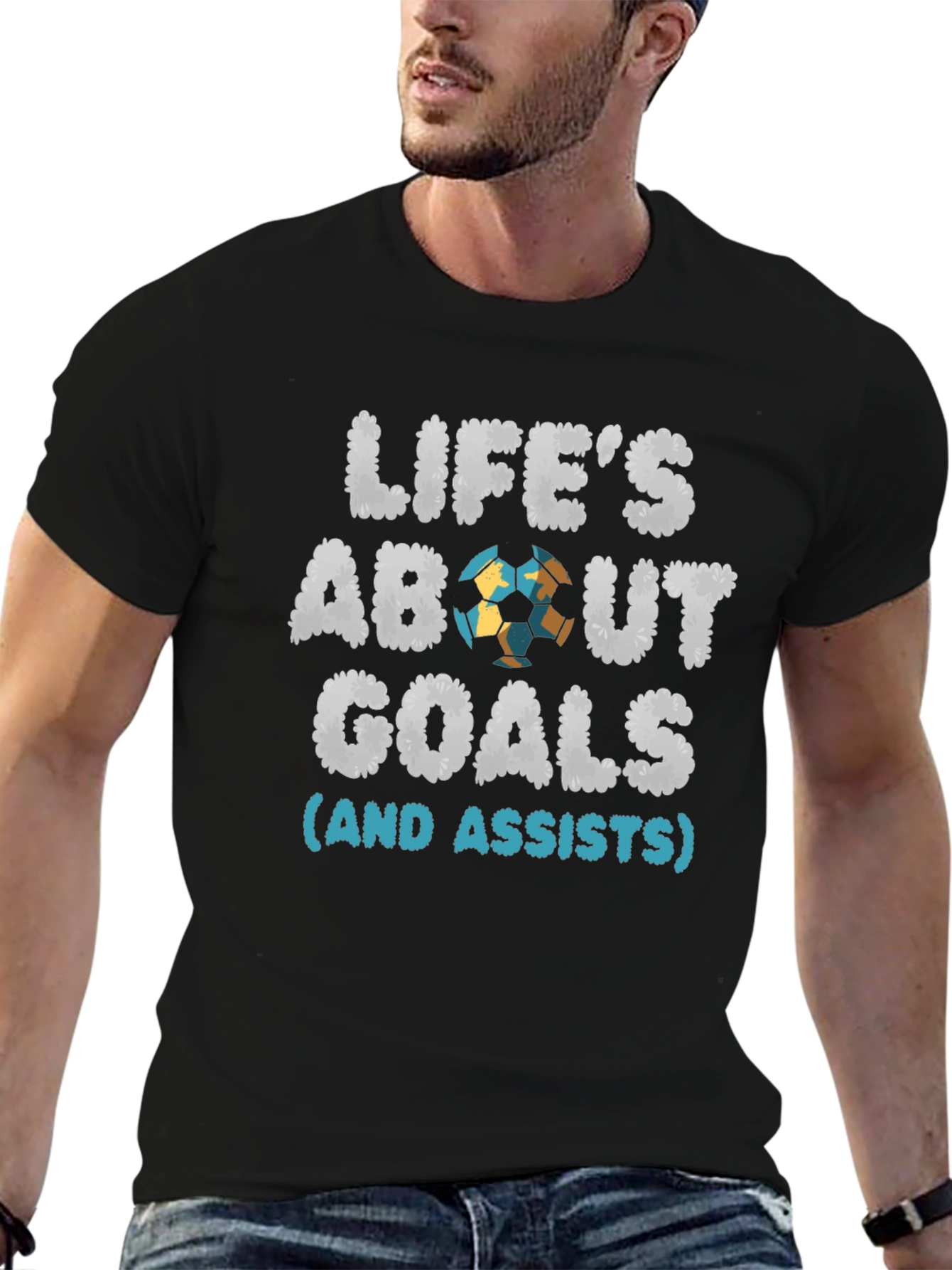 Black Life's About Goals Soccer T-Shirt view 6