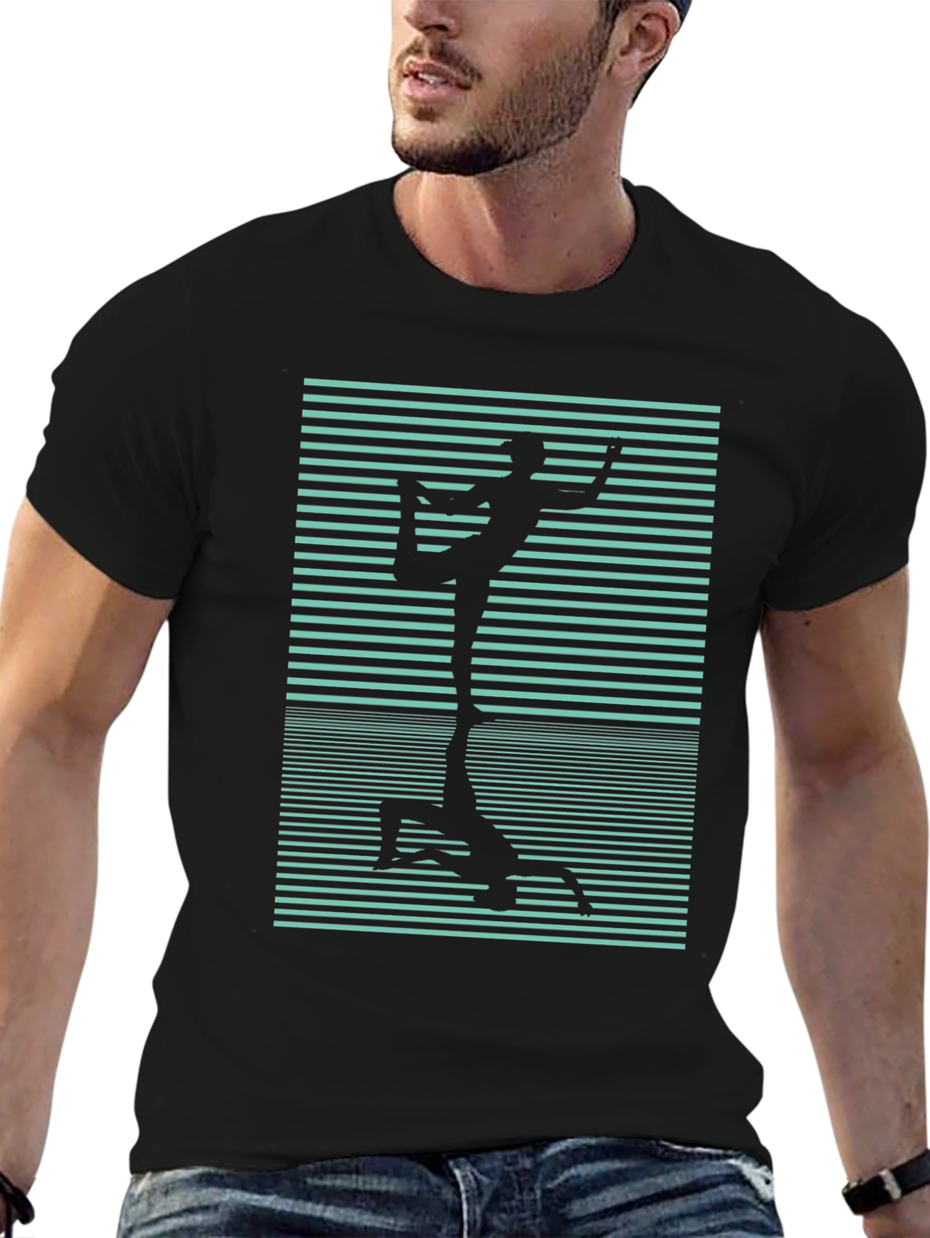 Black Yoga Reflection Graphic Tee - Black Cotton view 6