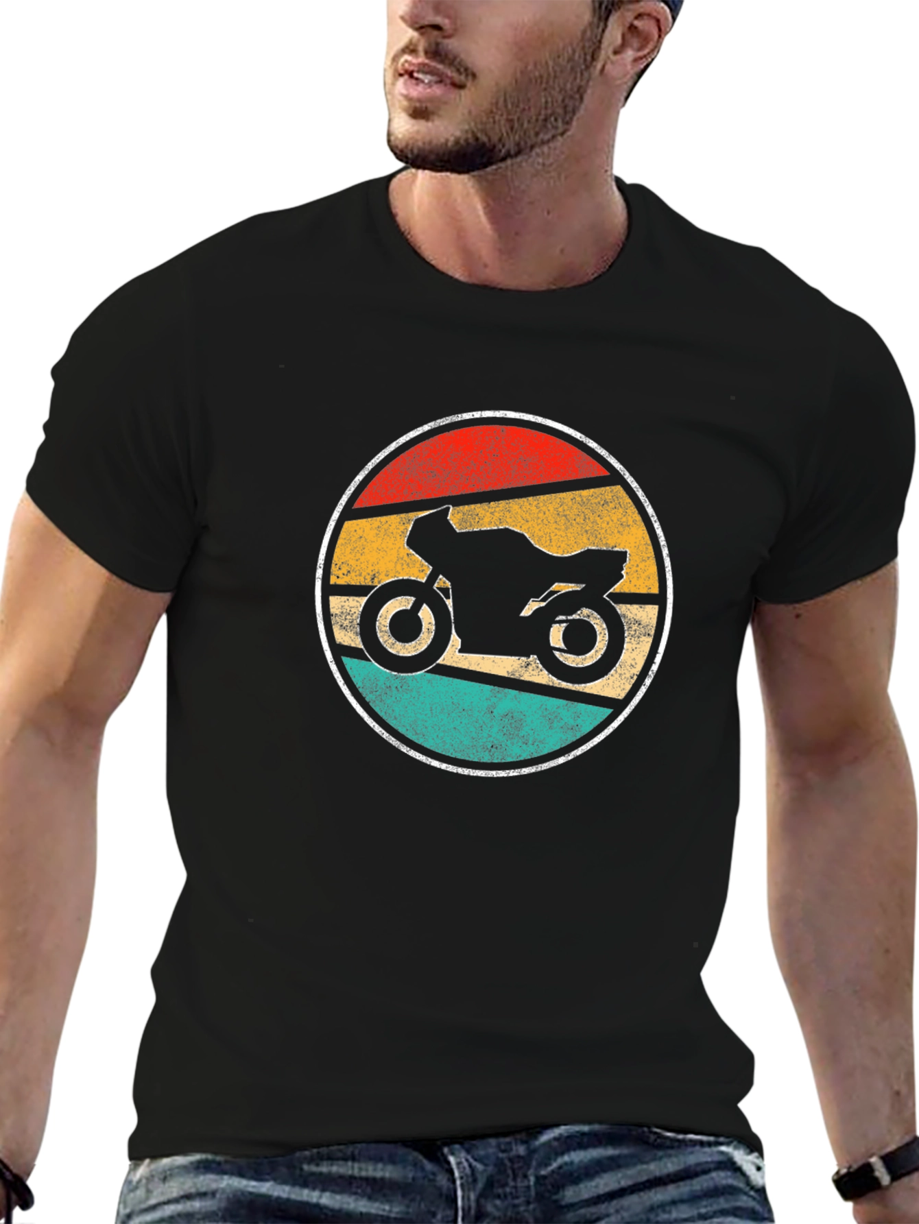 Black Retro Motorcycle Graphic Tee view 6